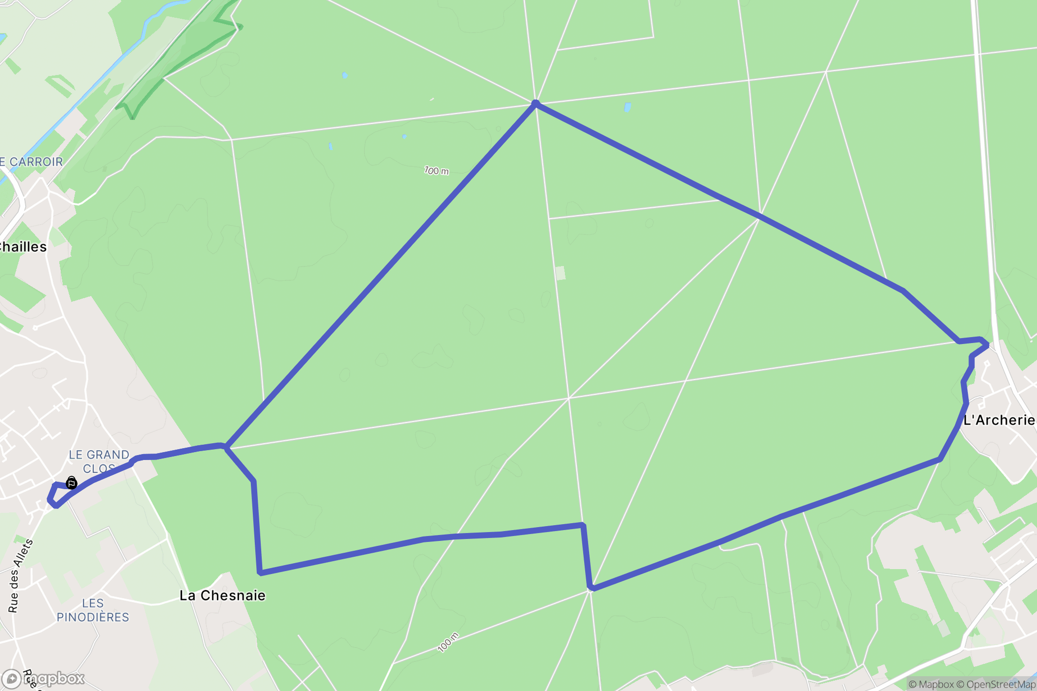 Chailles : carte du parcours de randonnée - France