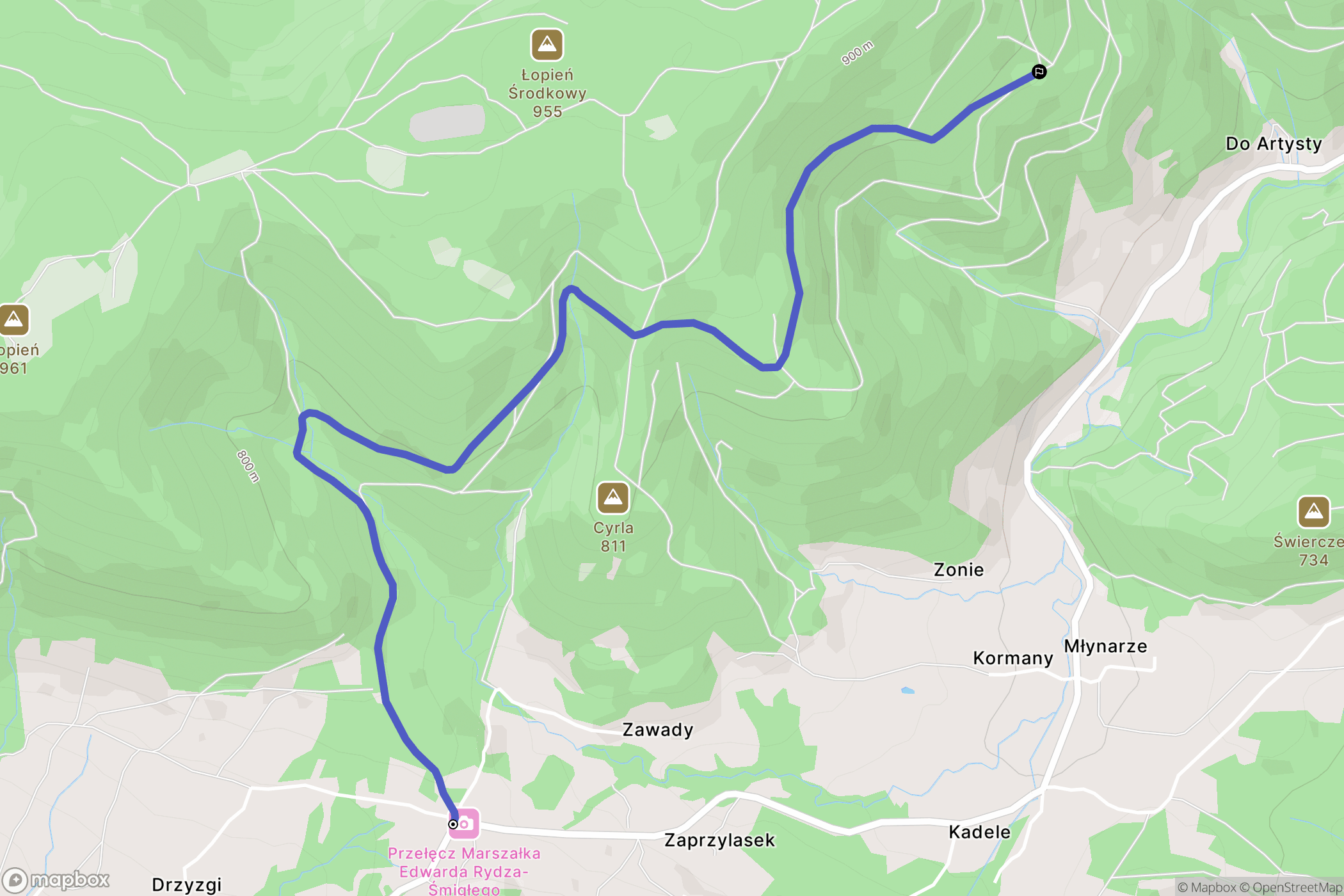 Chyszówki: mapa trasy - Poland