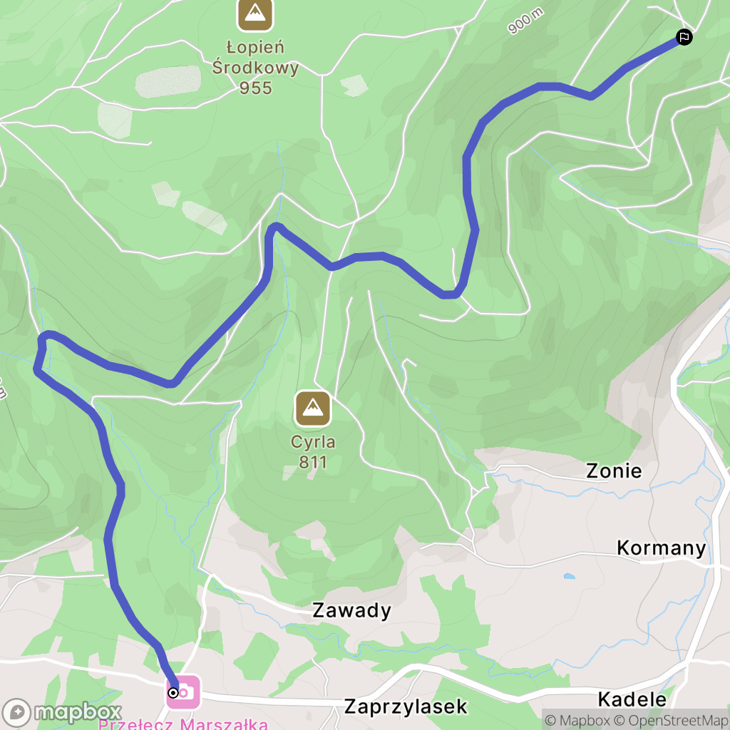Chyszówki: mapa trasy - Poland