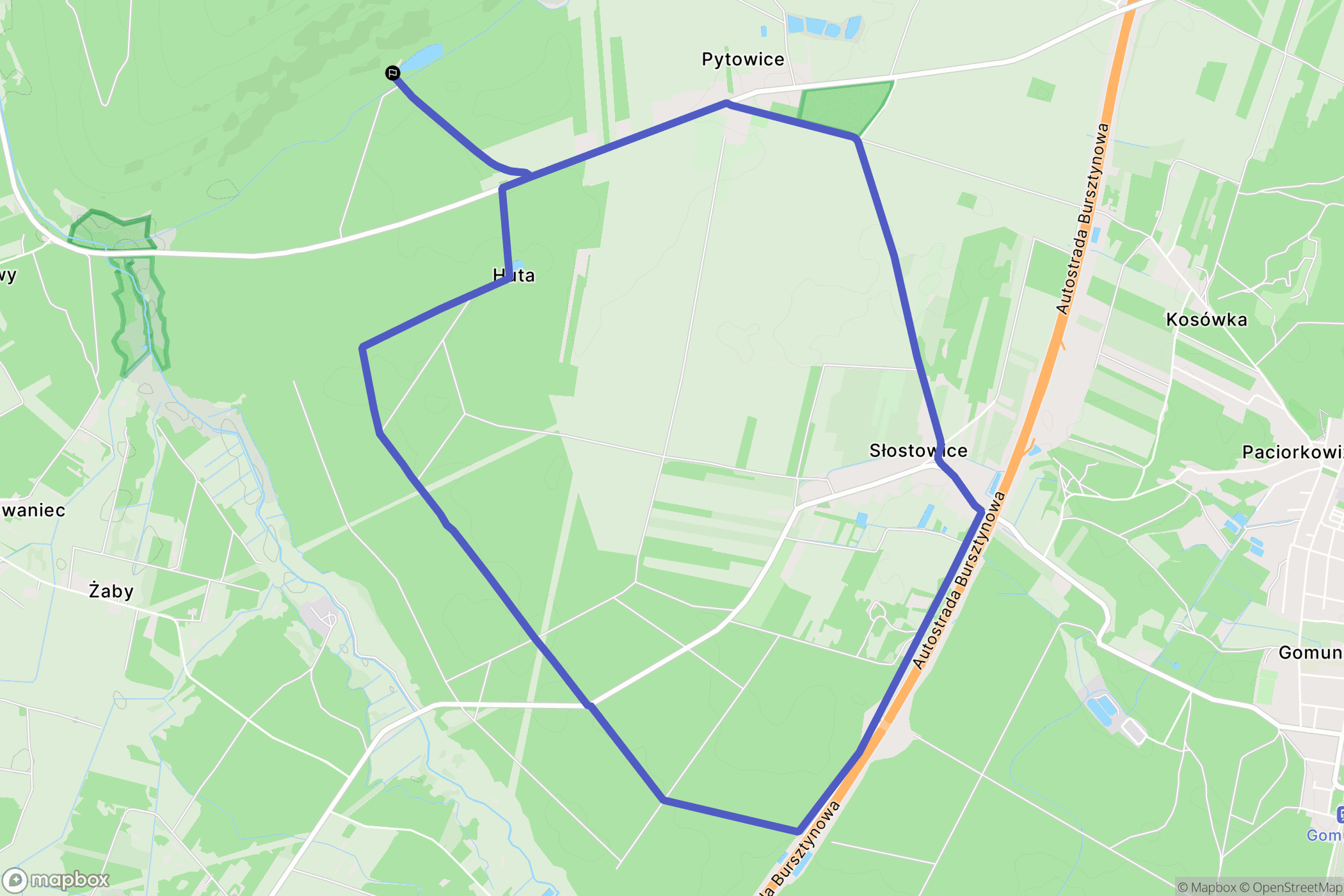 Pytowice: mapa trasy - Poland