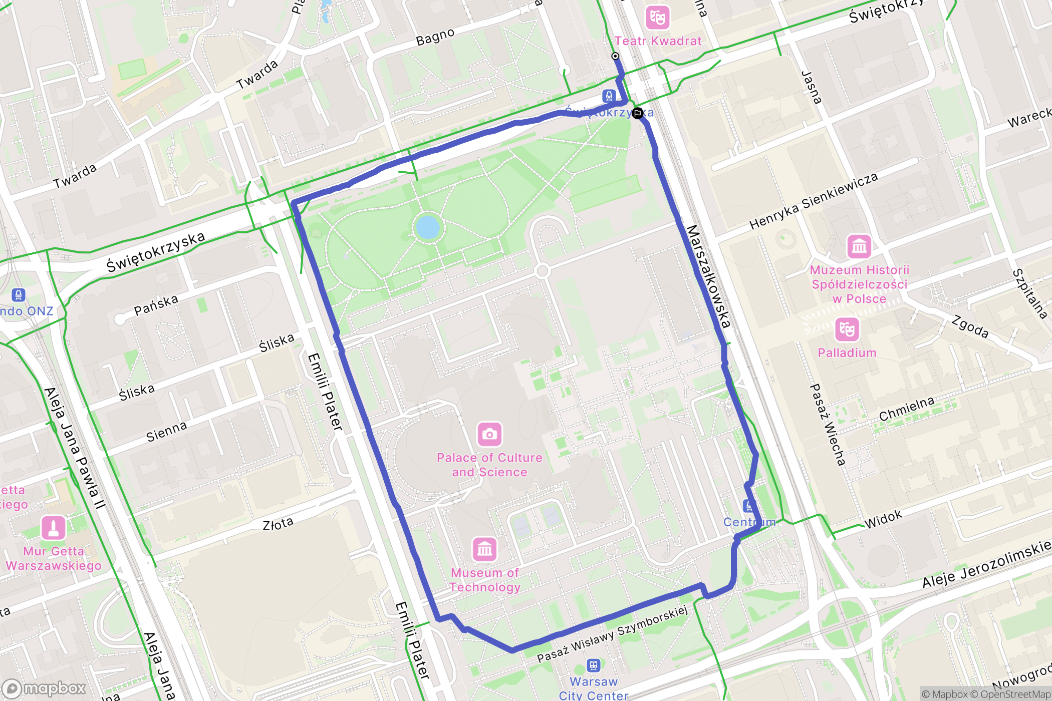 Warszawa: mapa trasy - Poland