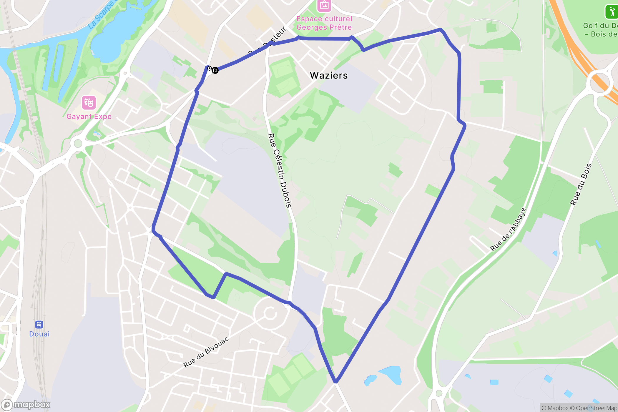Waziers : carte du parcours de randonnée - France