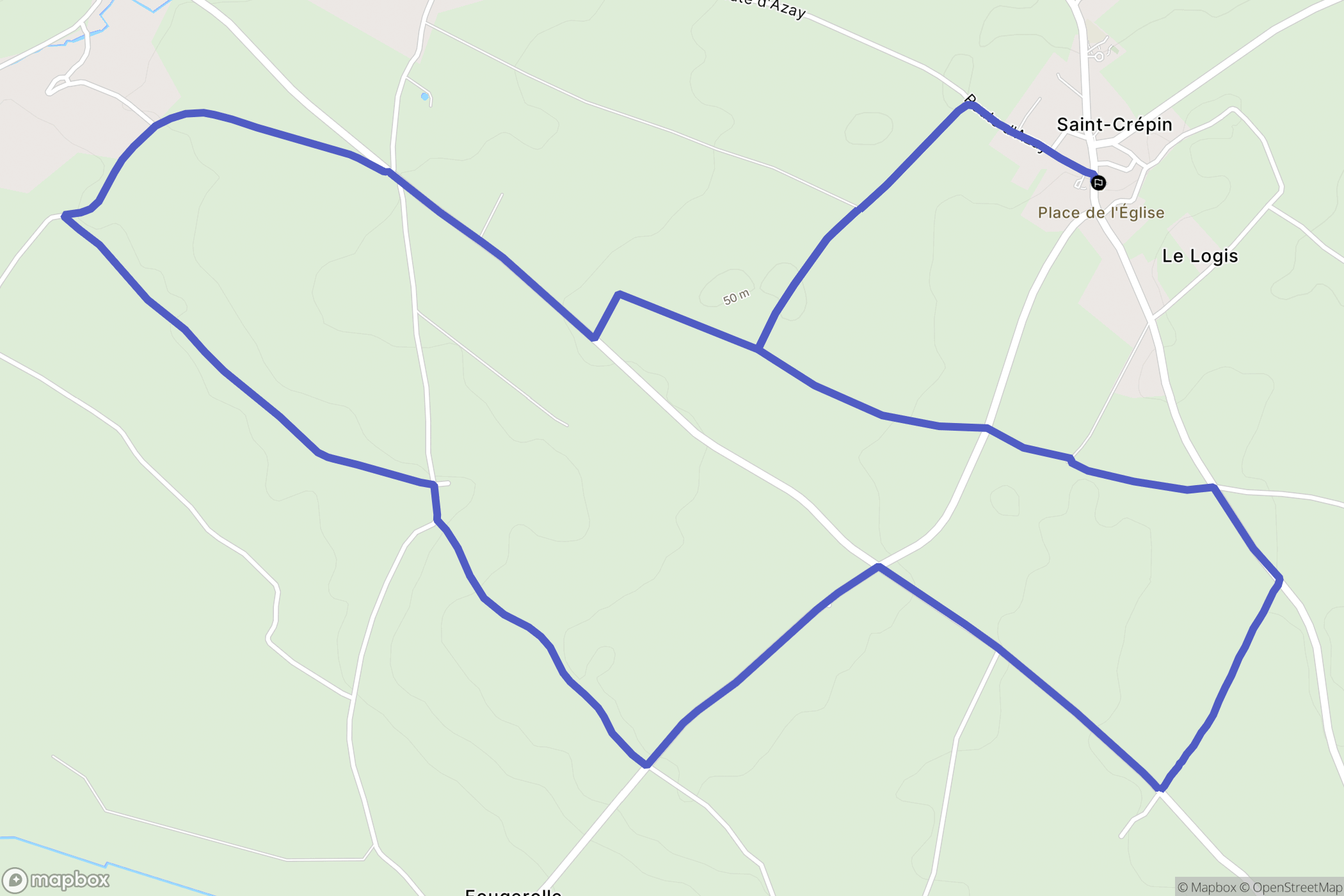 Saint-Crepin : carte du parcours de randonnée - France