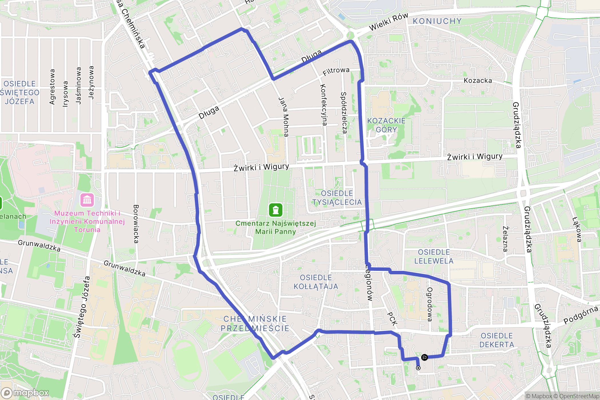 Toruń: mapa trasy - Poland