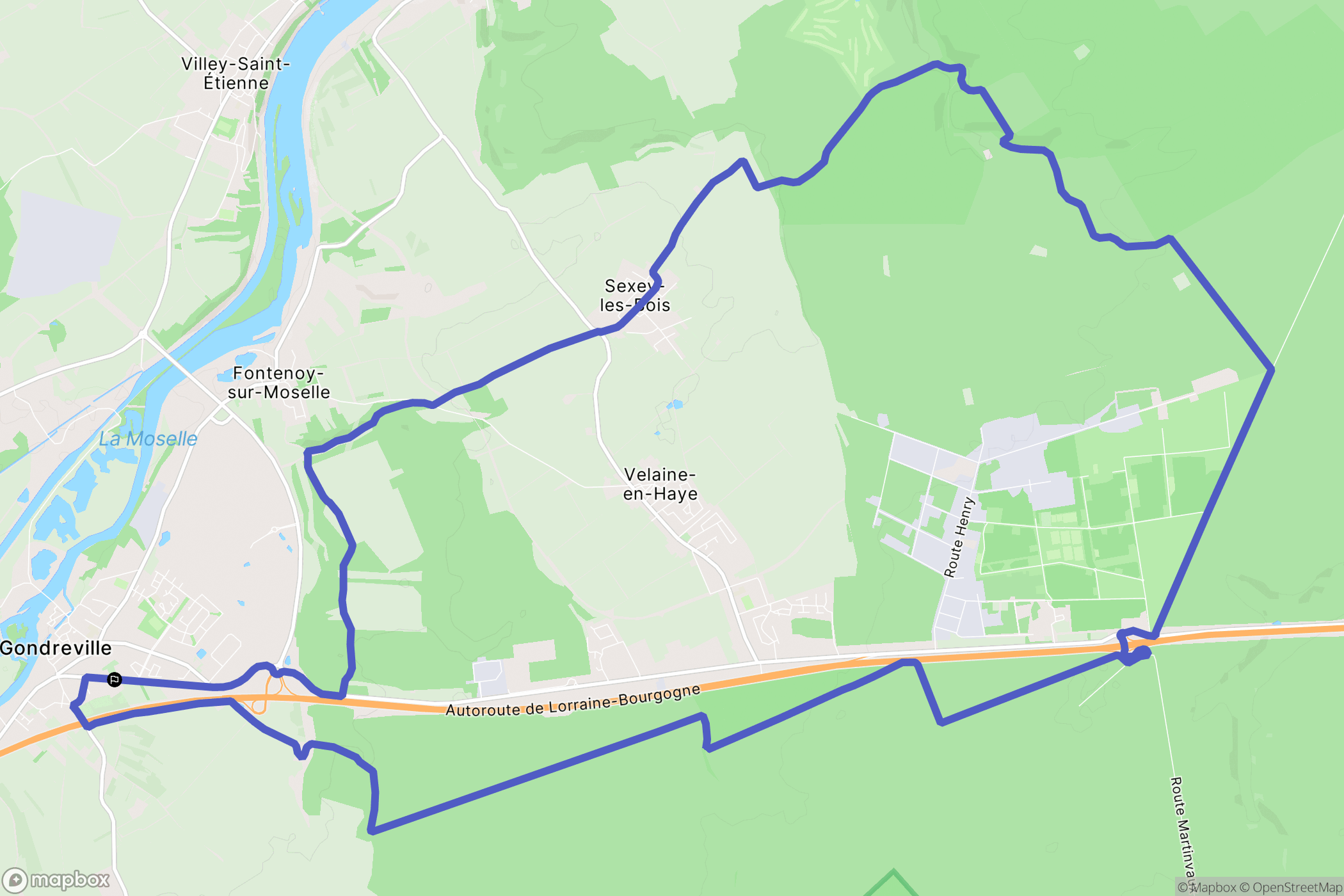Gondreville : carte du parcours de randonnée - France