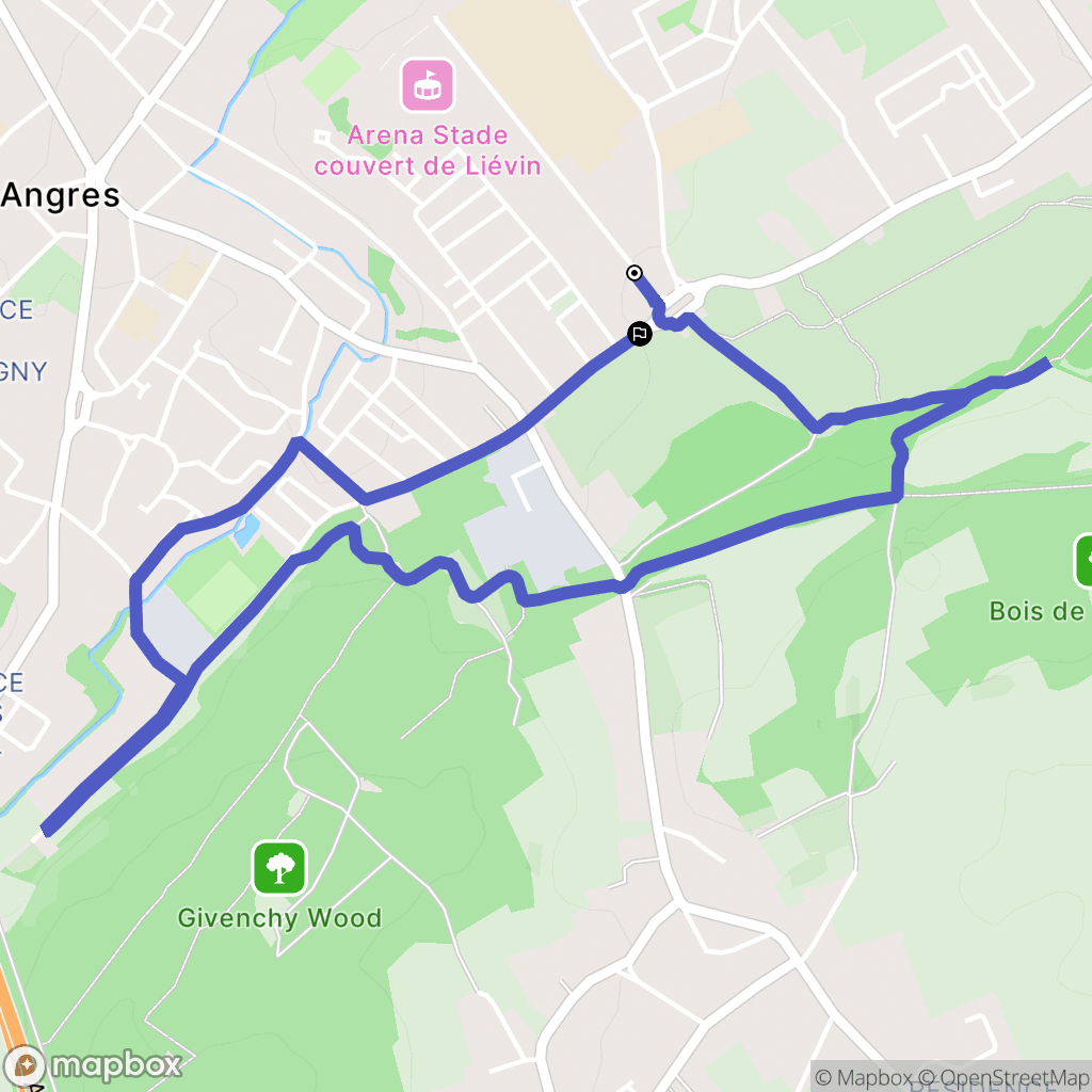 Liévin : carte du parcours de randonnée - France