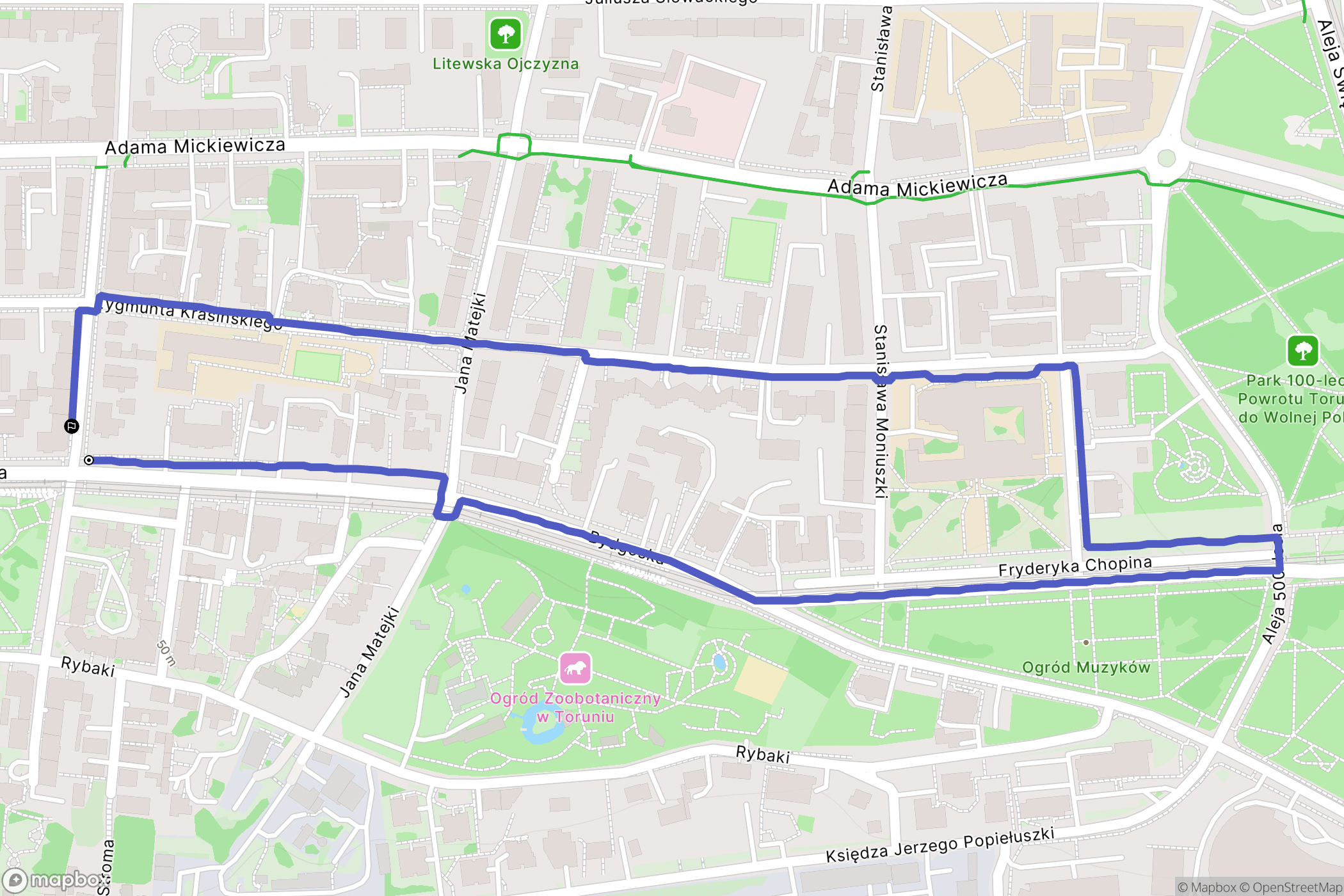 Toruń: mapa trasy - Poland