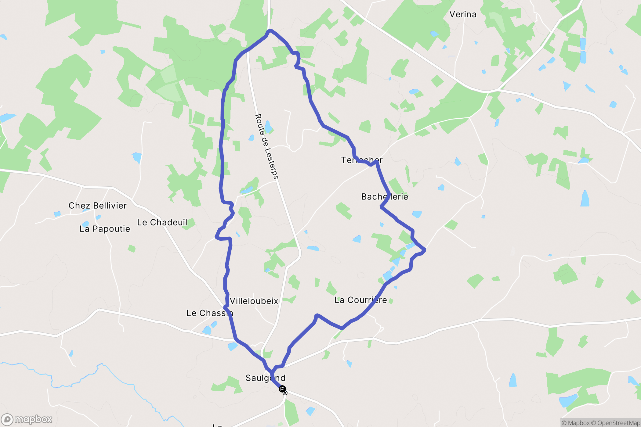 Saulgond : carte du parcours de randonnée - France