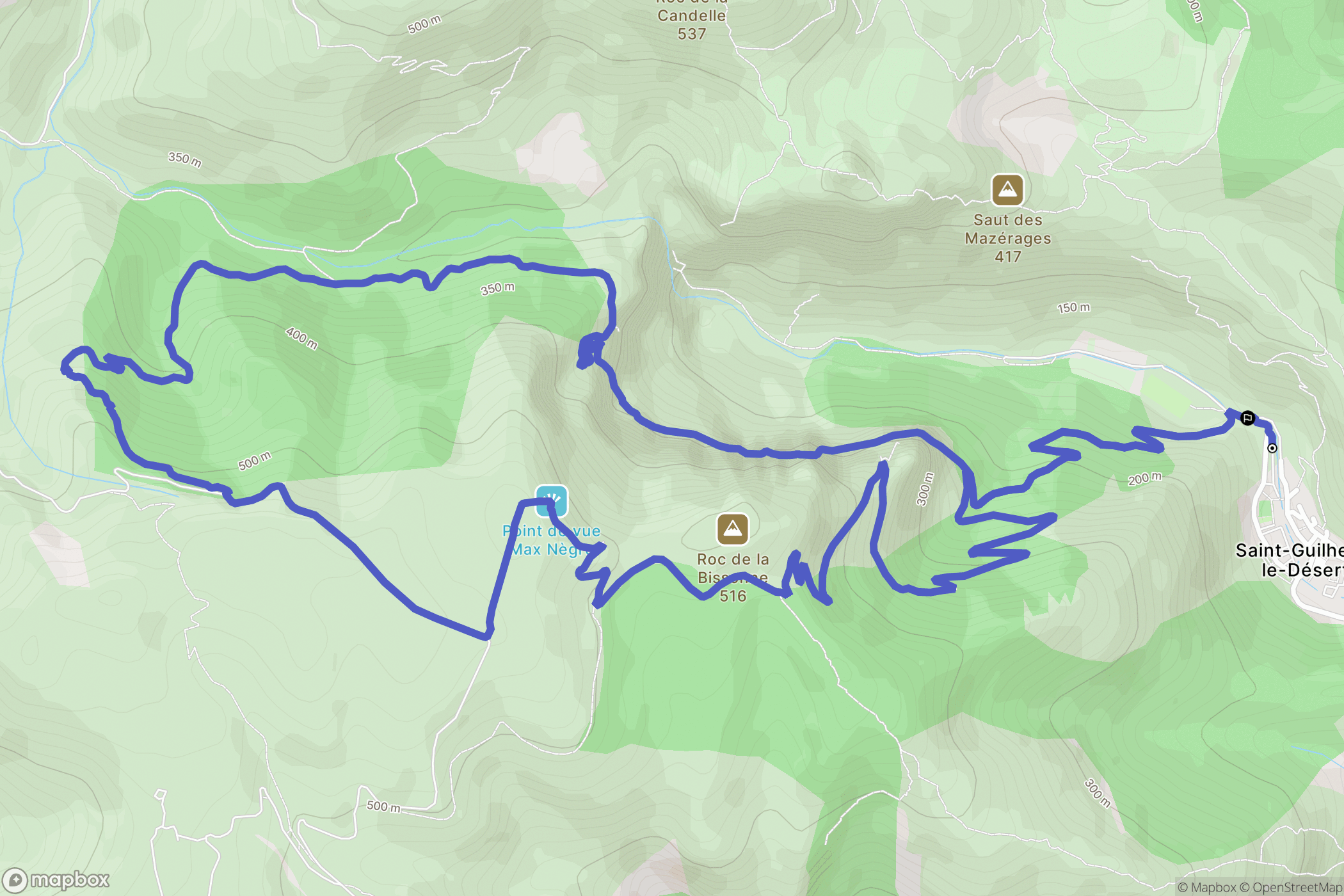 Saint-Guilhem-le-Désert : carte du parcours de randonnée - France