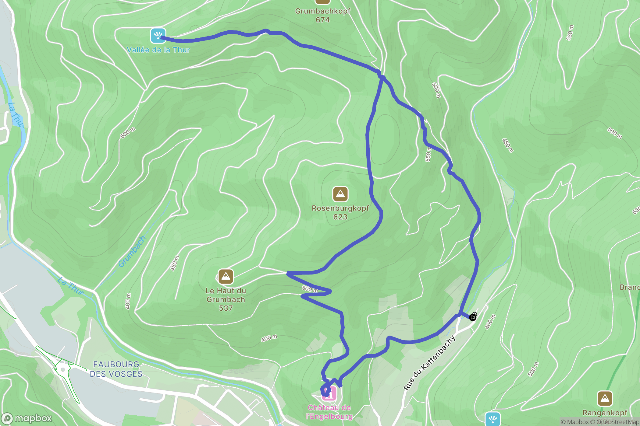 Thann : carte du parcours de randonnée - France