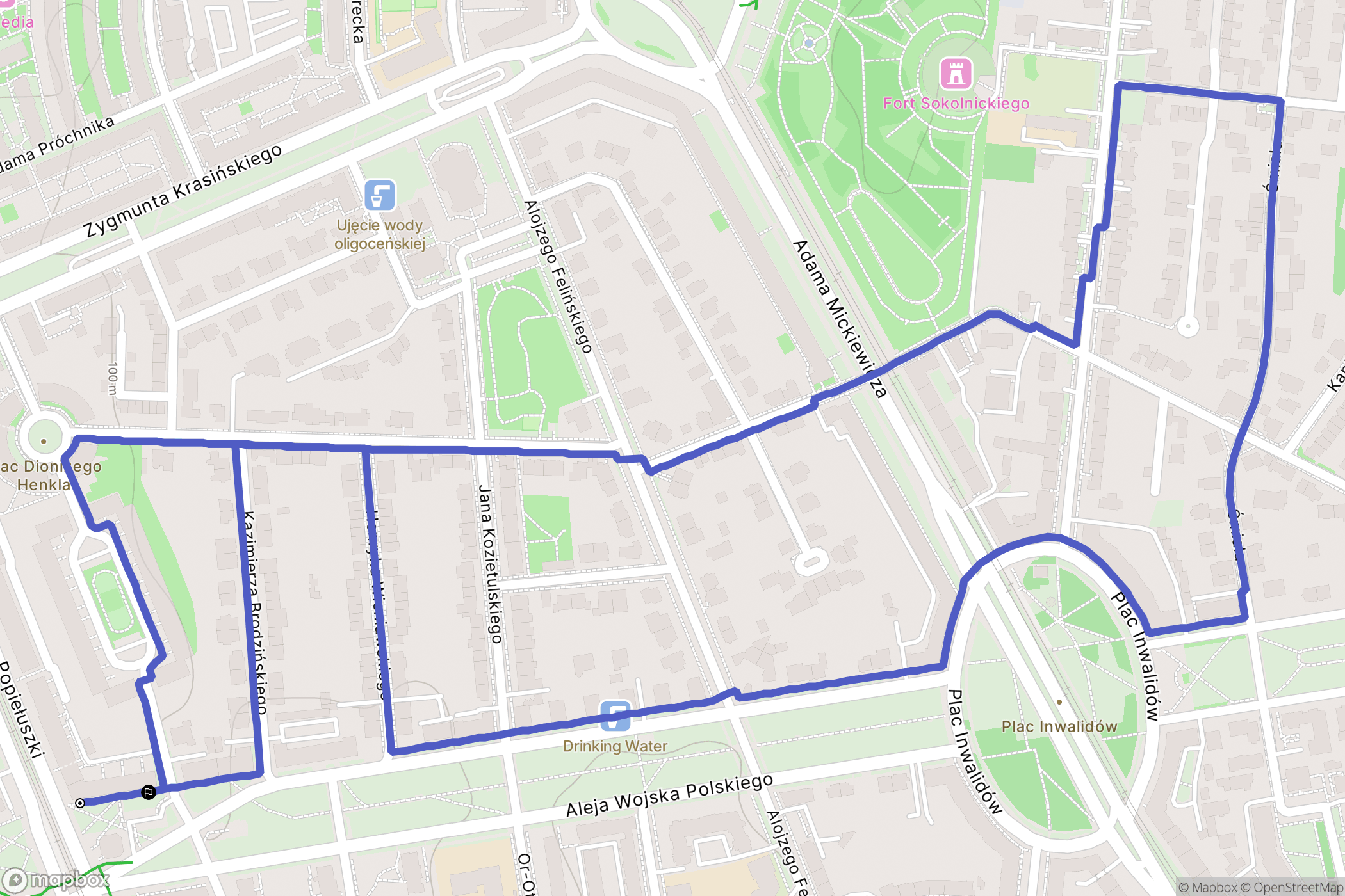Warszawa: mapa trasy - Poland