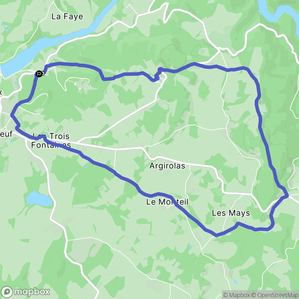 Bujaleuf : carte du parcours de randonnée - France