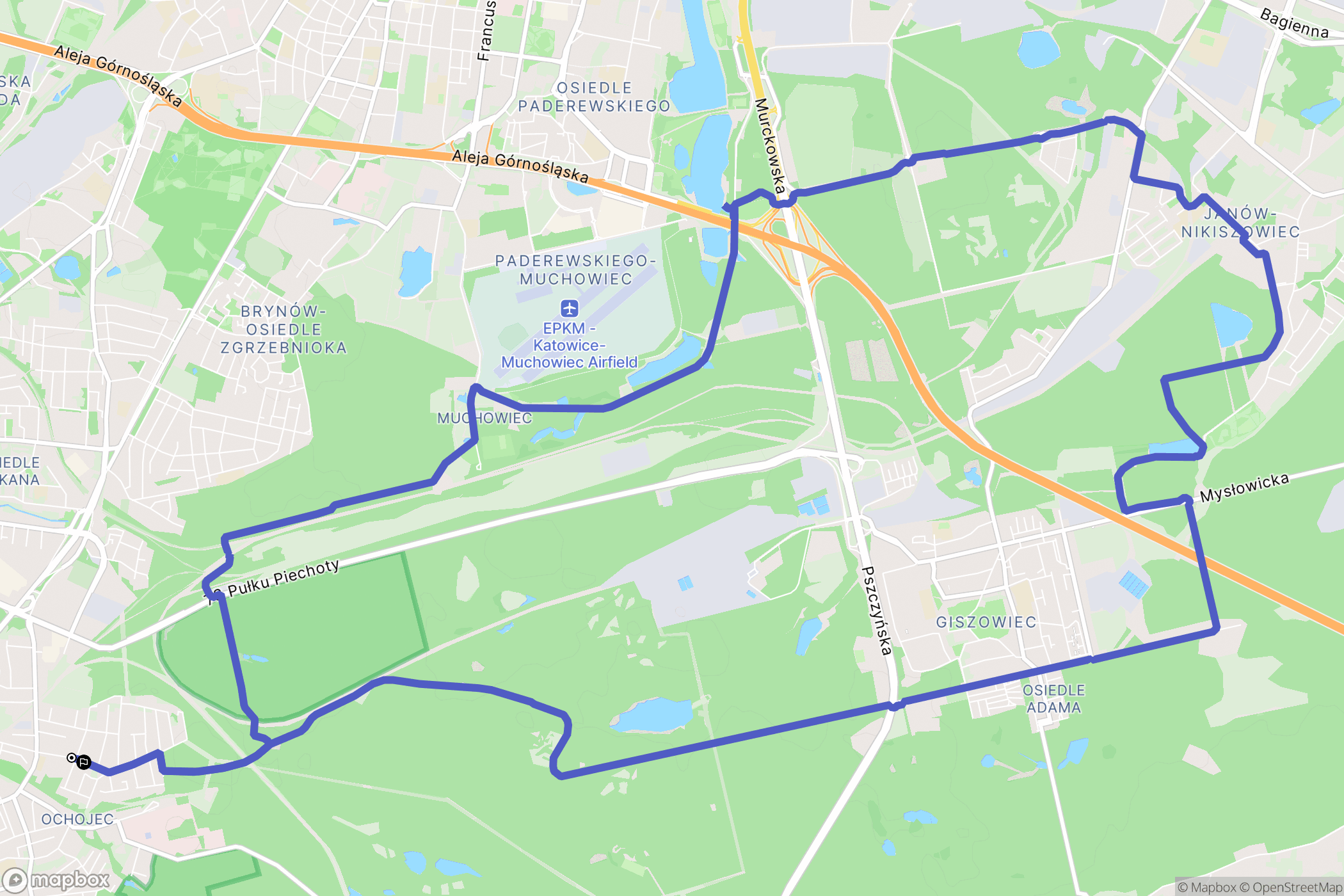 Katowice: mapa trasy - Poland