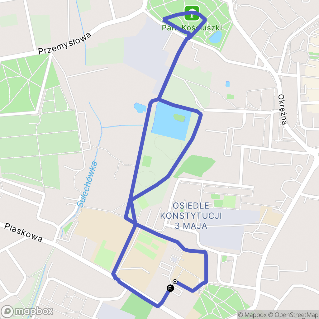 Sulechów: mapa trasy - Poland