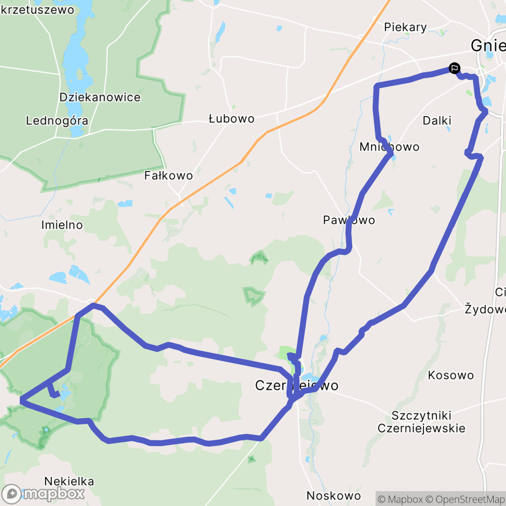 Czerniejewo: mapa trasy - Poland