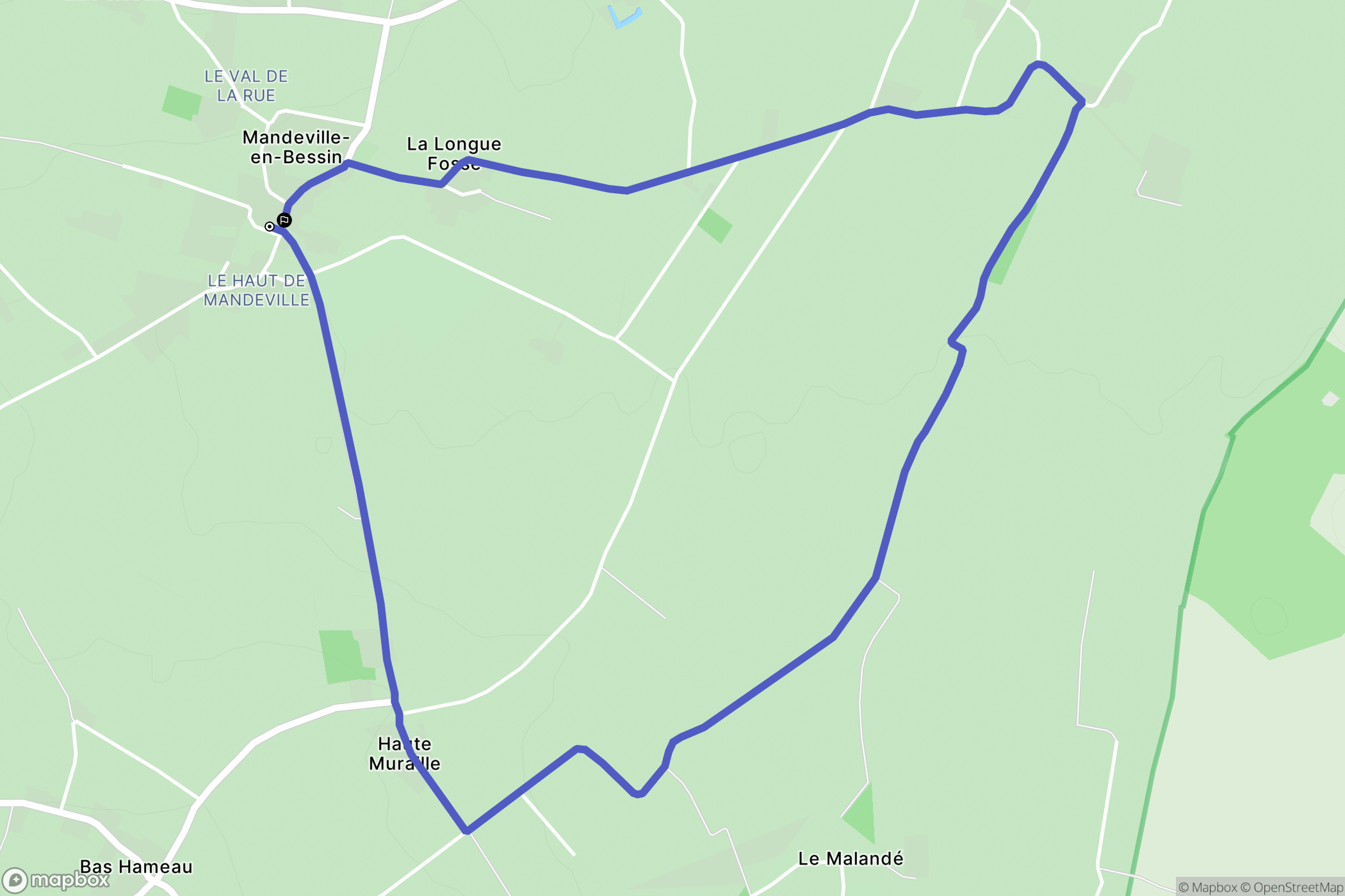 Mandeville-en-Bessin : carte du parcours de randonnée - France