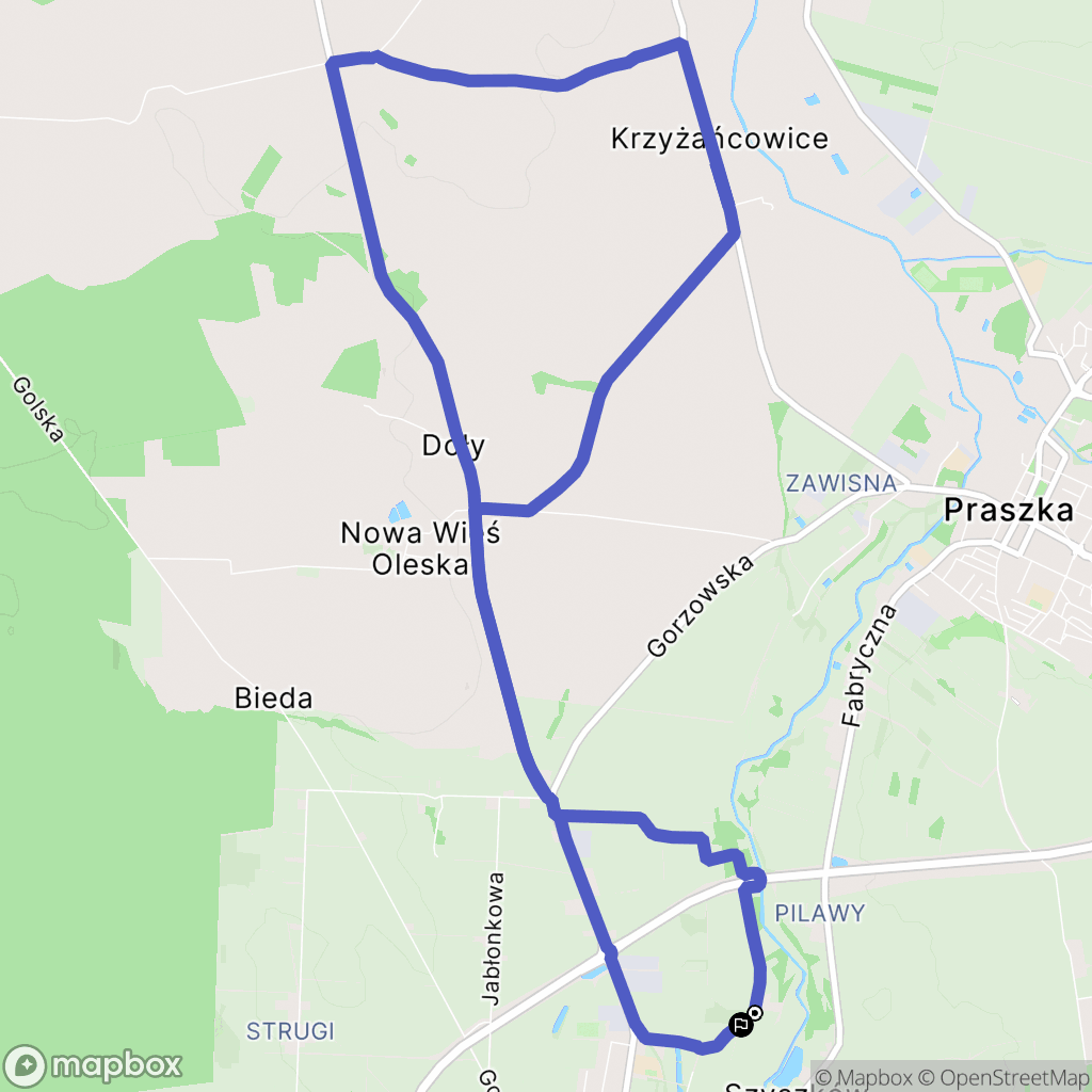 Gorzów Śląski: mapa trasy - Poland