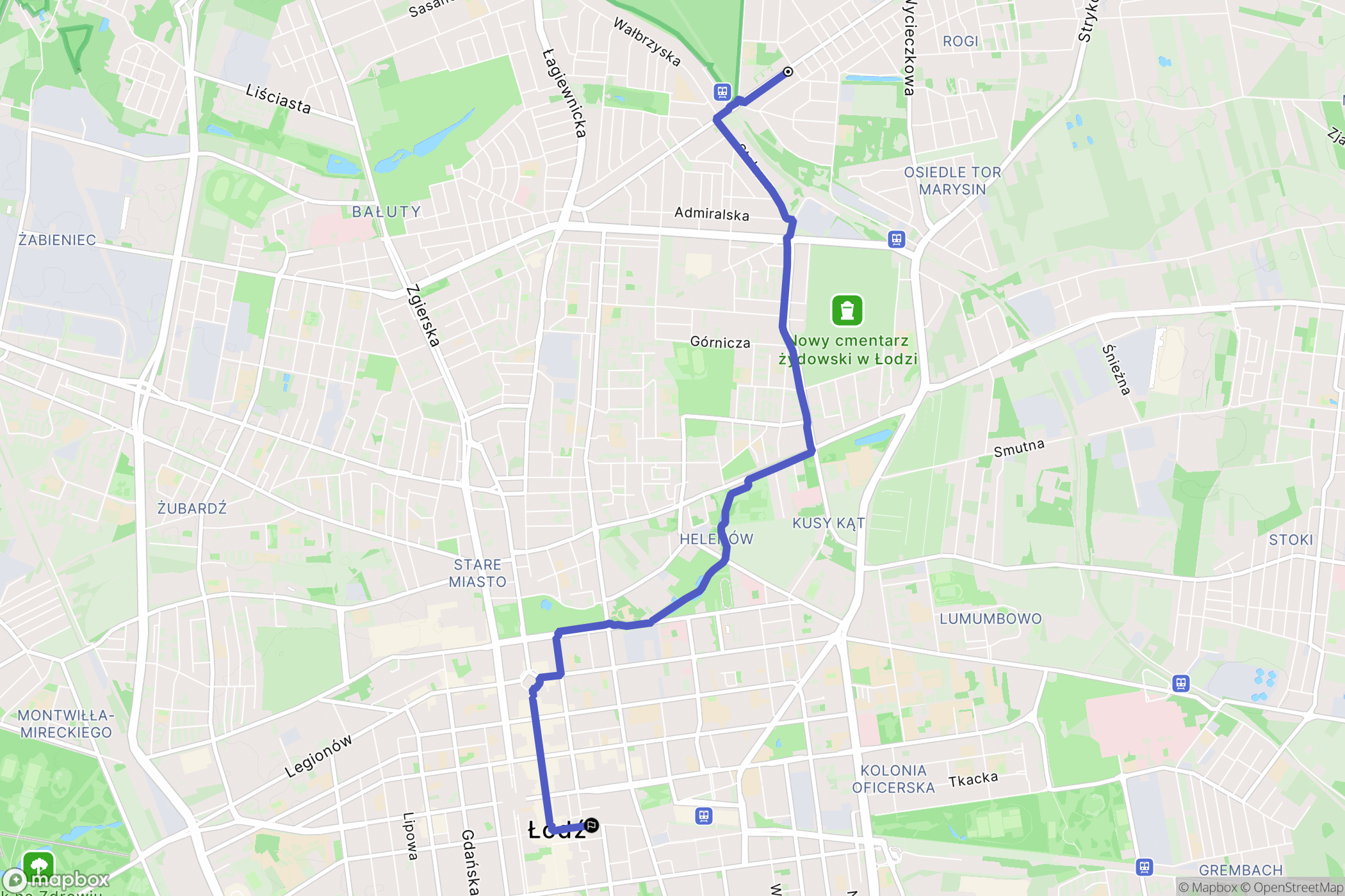 Łódź: mapa trasy - Poland
