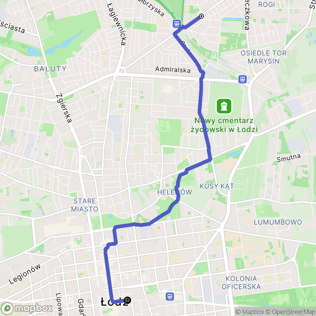 Łódź: mapa trasy - Poland