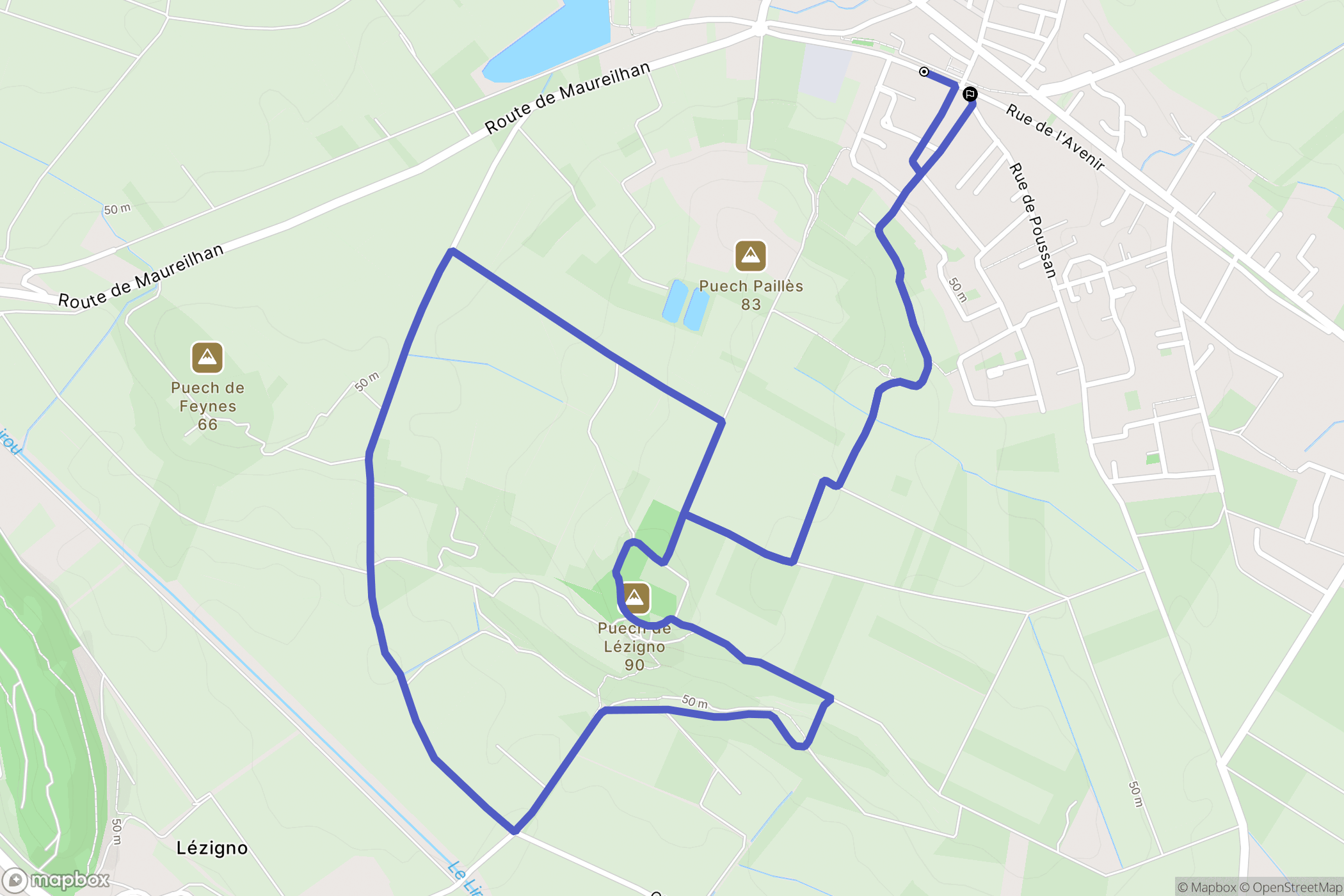 Maraussan : carte du parcours de randonnée - France