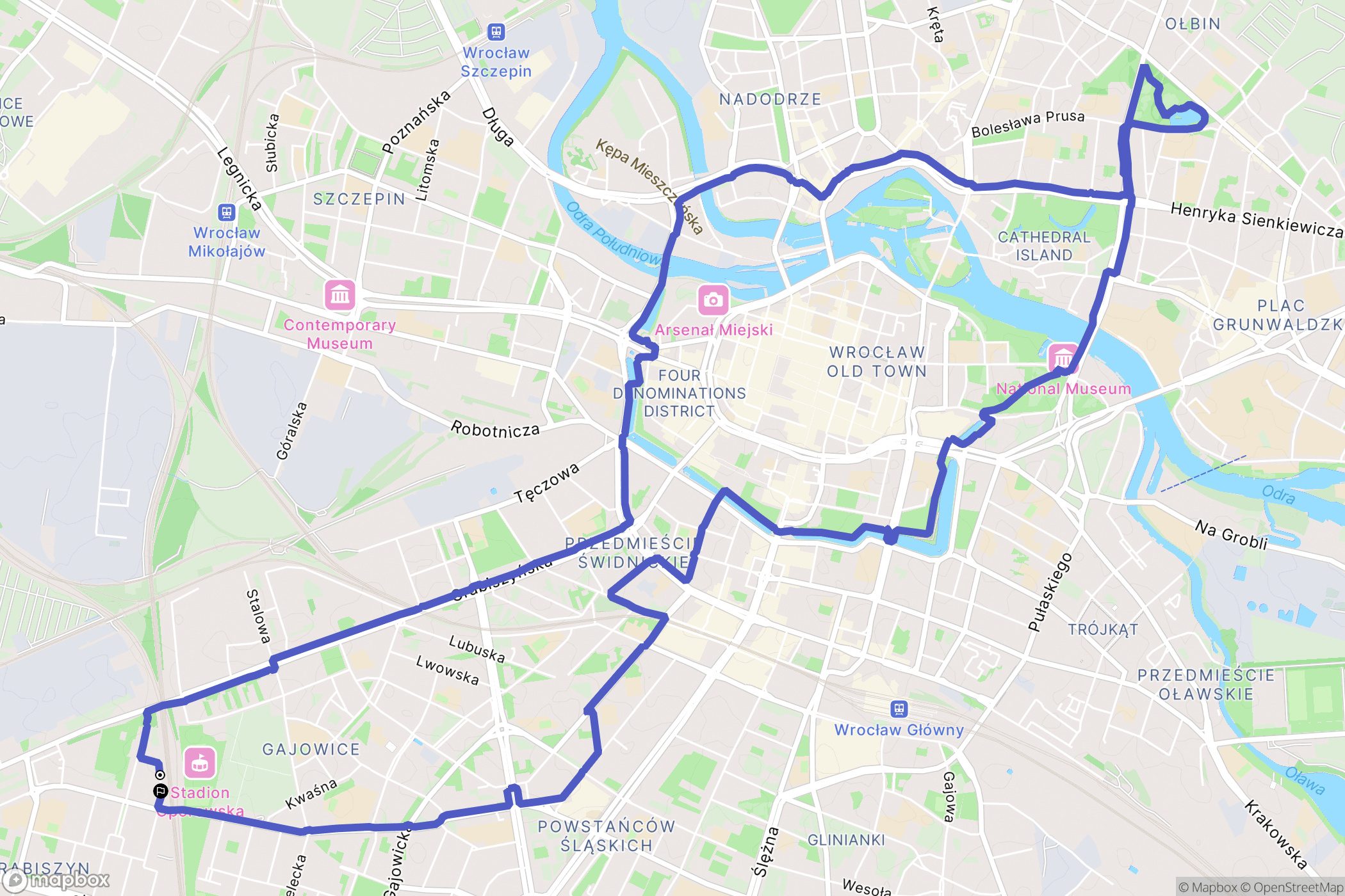 Wrocław: mapa trasy - Poland