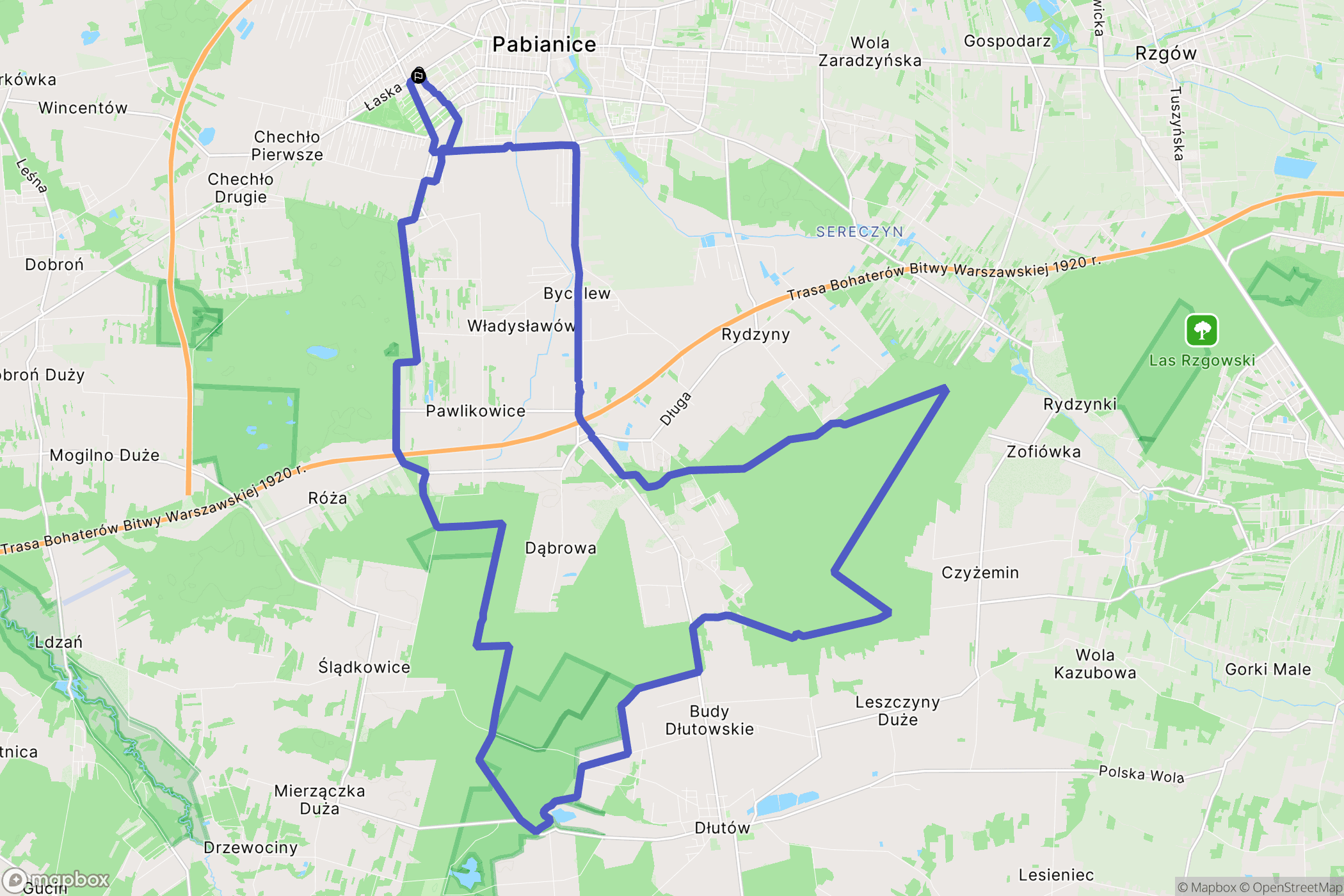 Pabianice: mapa trasy - Poland