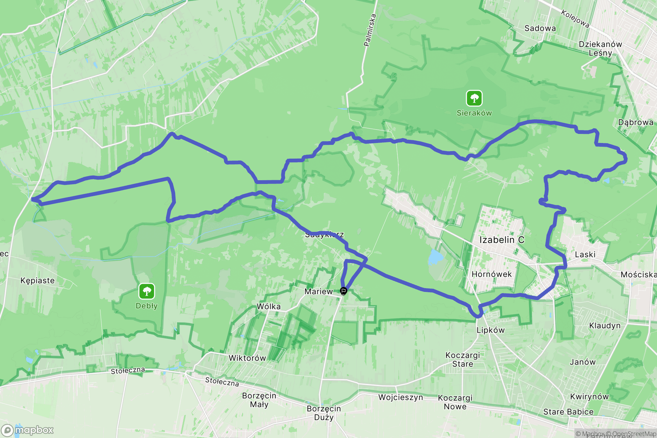 Mariew: mapa trasy - Poland