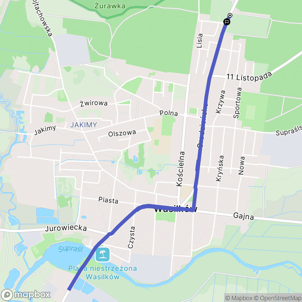 Wasilków: mapa trasy - Poland