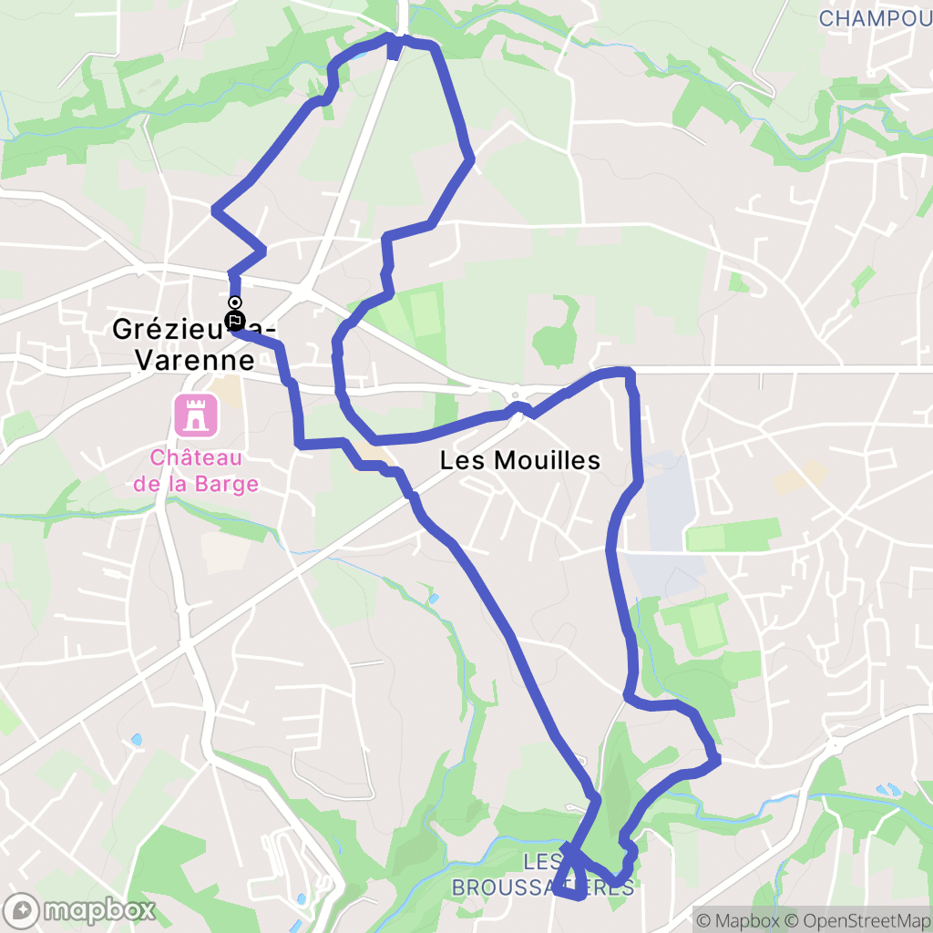 Grézieu-la-Varenne : carte du parcours de randonnée - France
