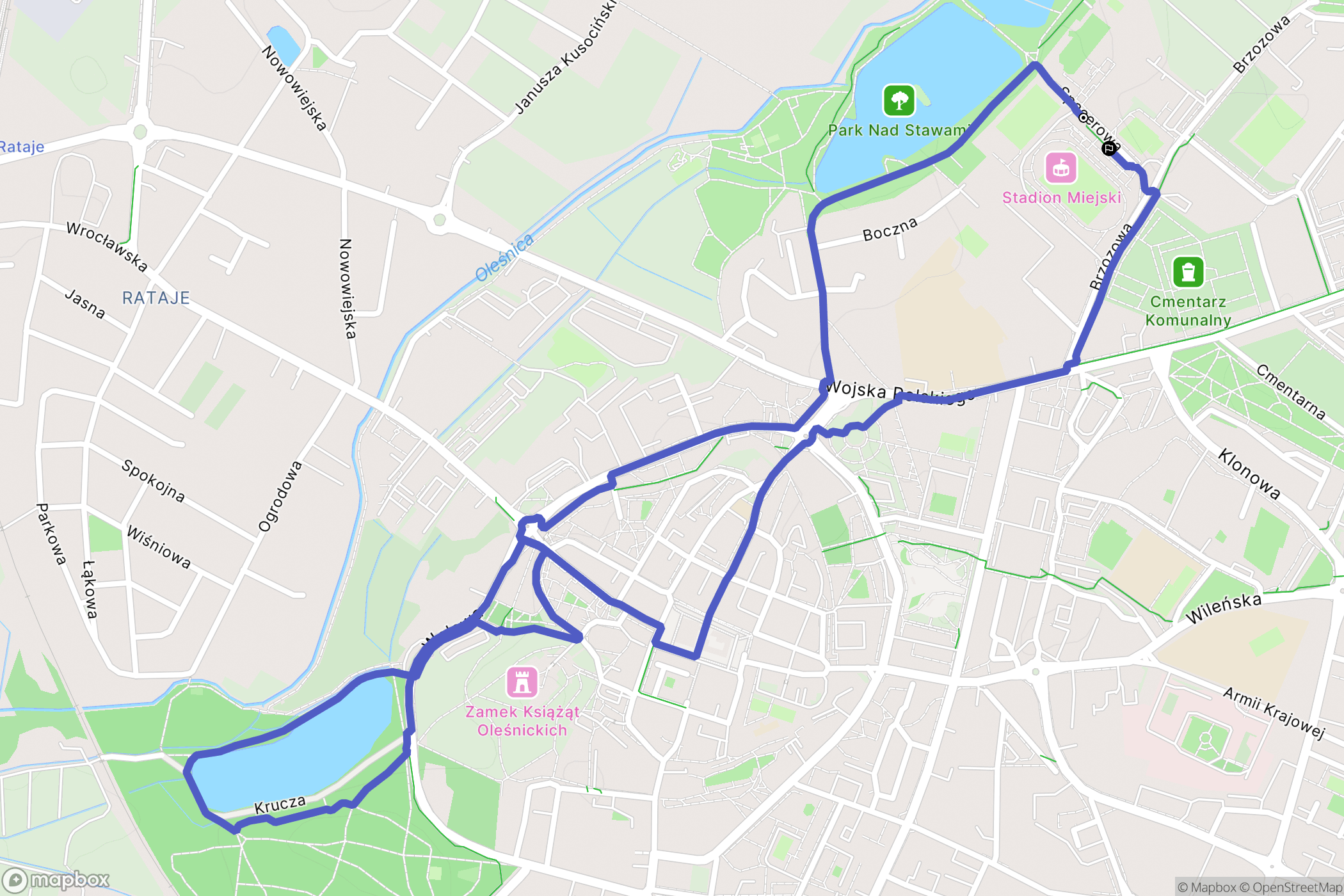 Oleśnica: mapa trasy - Poland