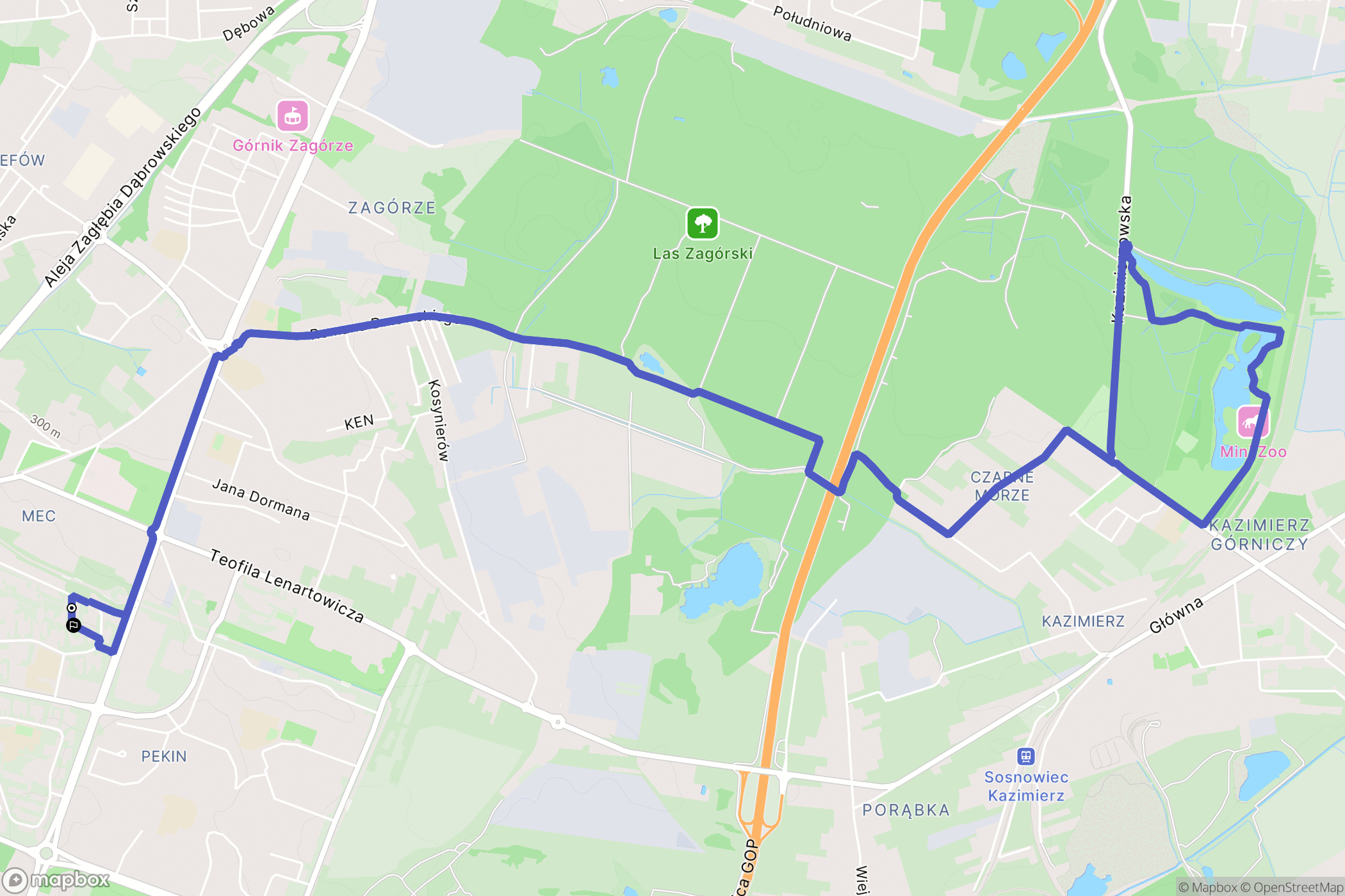 Sosnowiec: mapa trasy - Poland