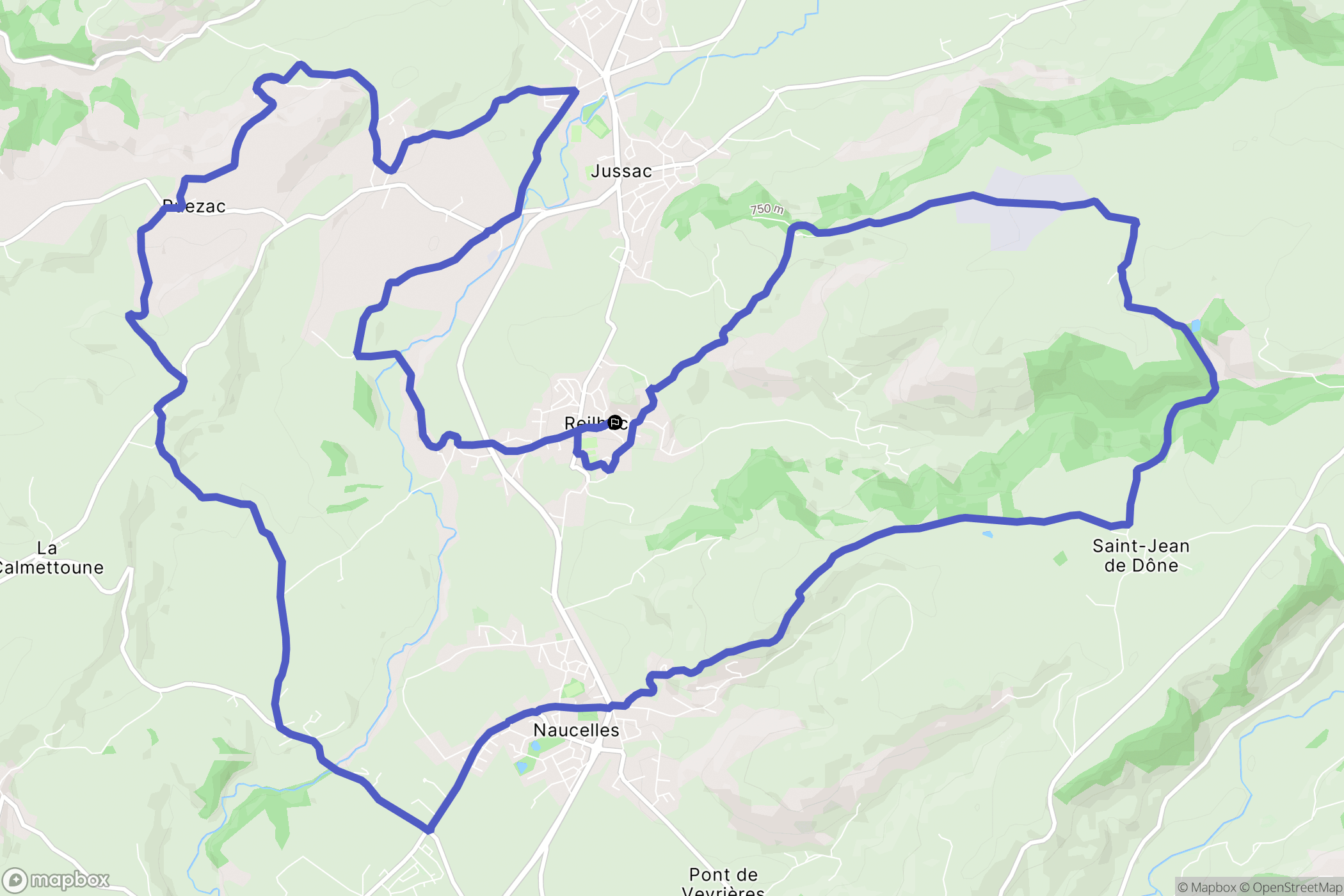 Reilhac : carte du parcours de randonnée - France