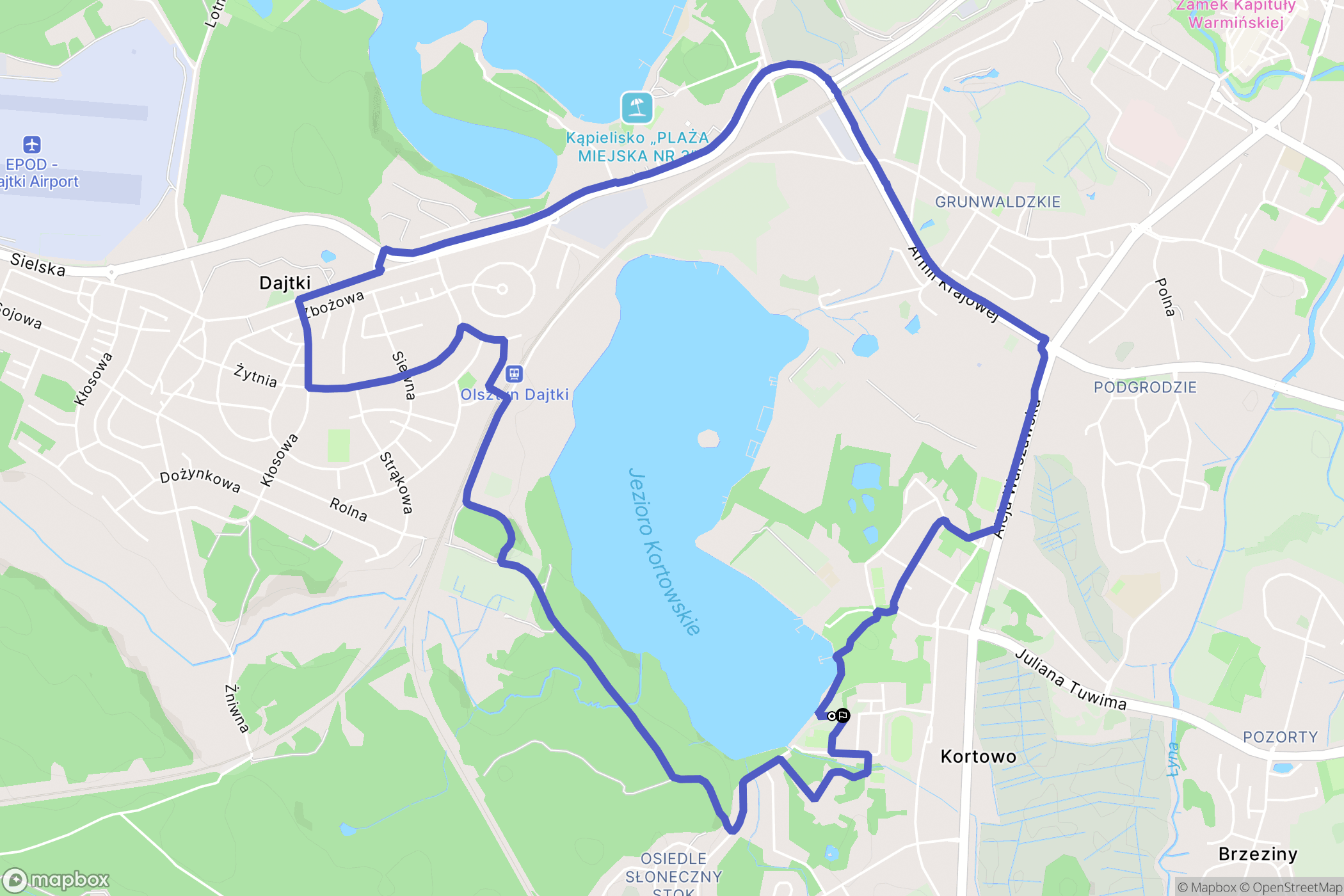 Olsztyn: mapa trasy - Poland
