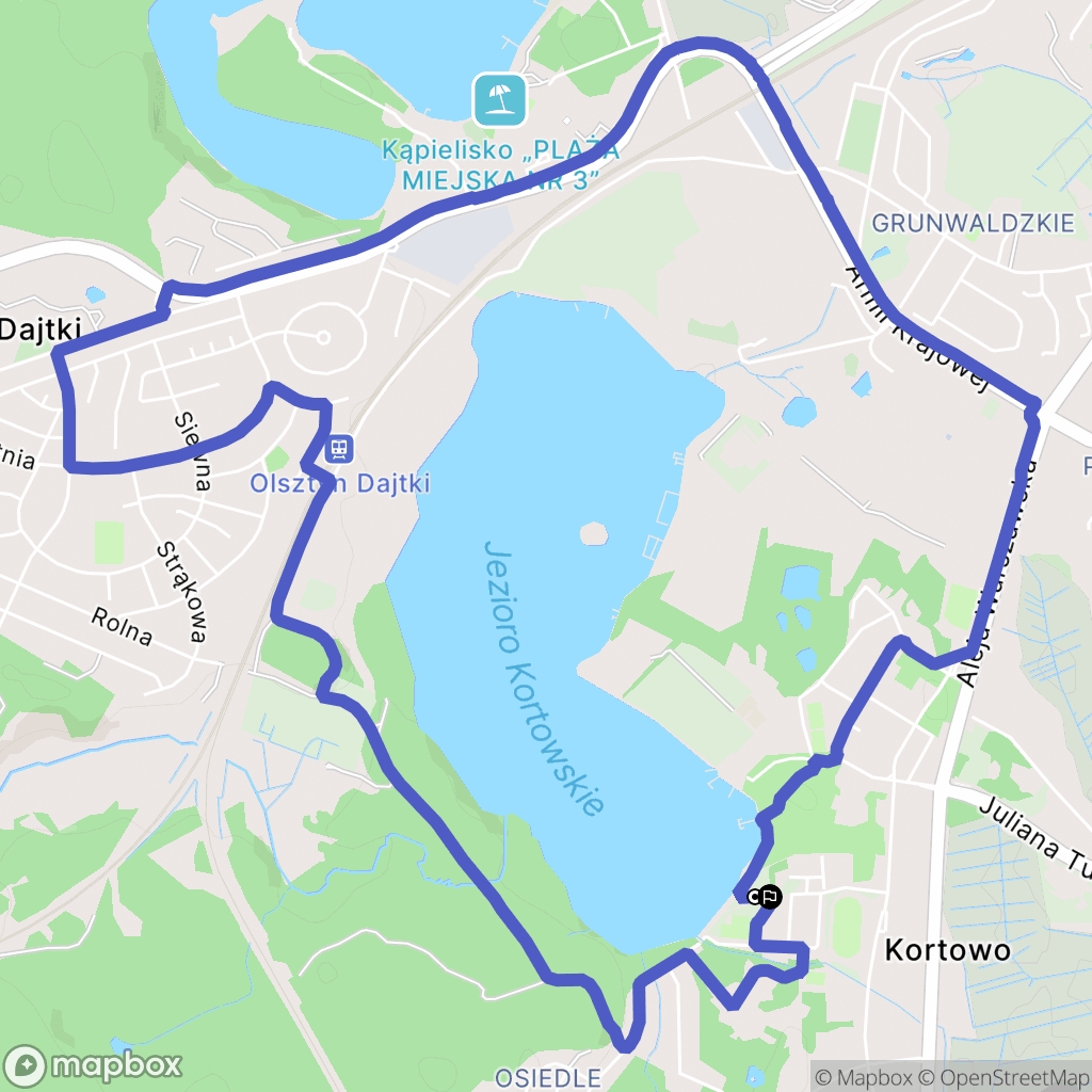Olsztyn: mapa trasy - Poland