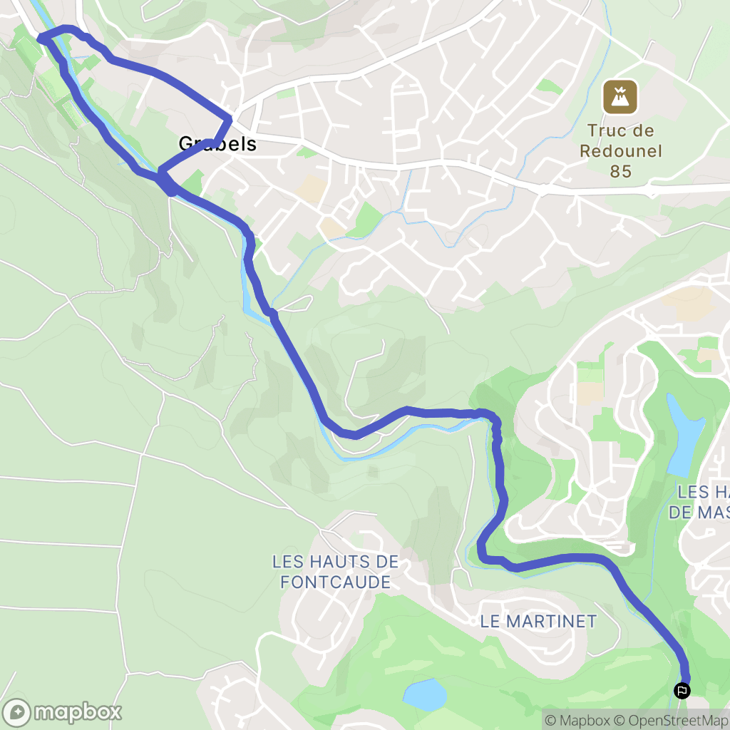Montpellier : carte du parcours de randonnée - France