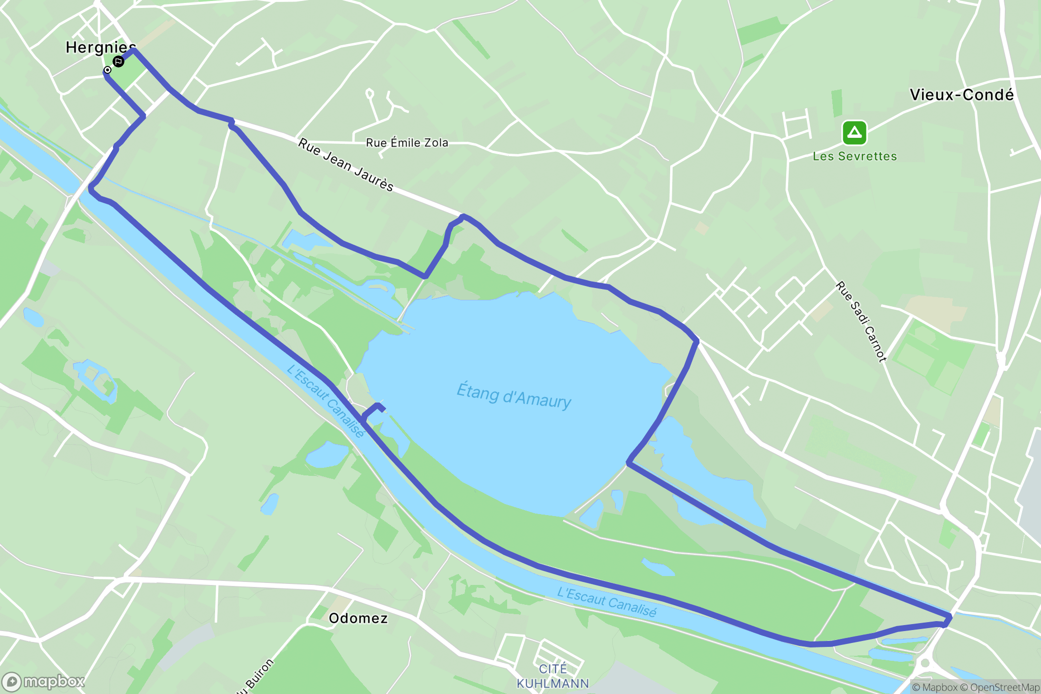 Hergnies : carte du parcours de randonnée - France