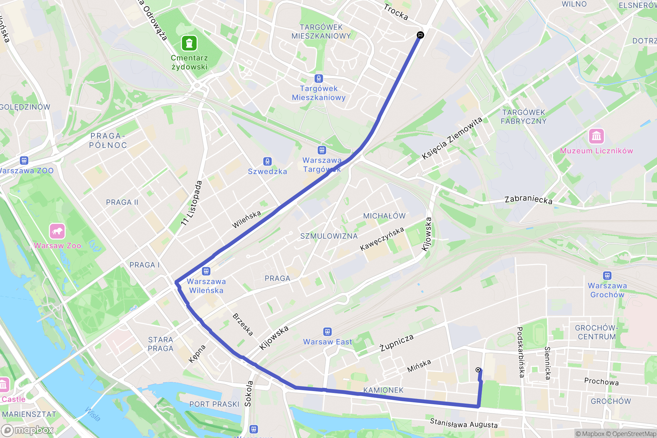 Warszawa: mapa trasy - Poland
