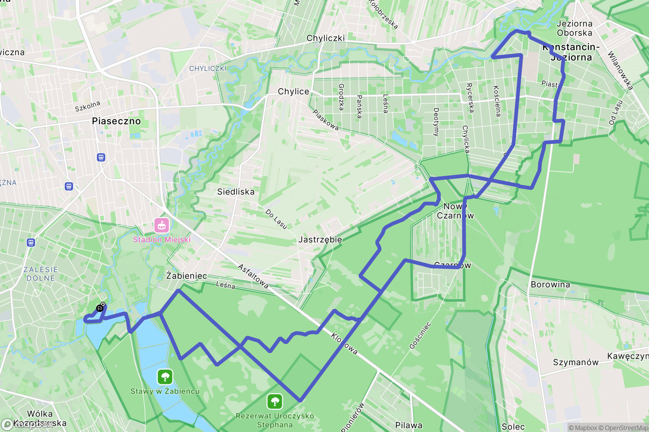 Piaseczno: mapa trasy - Poland