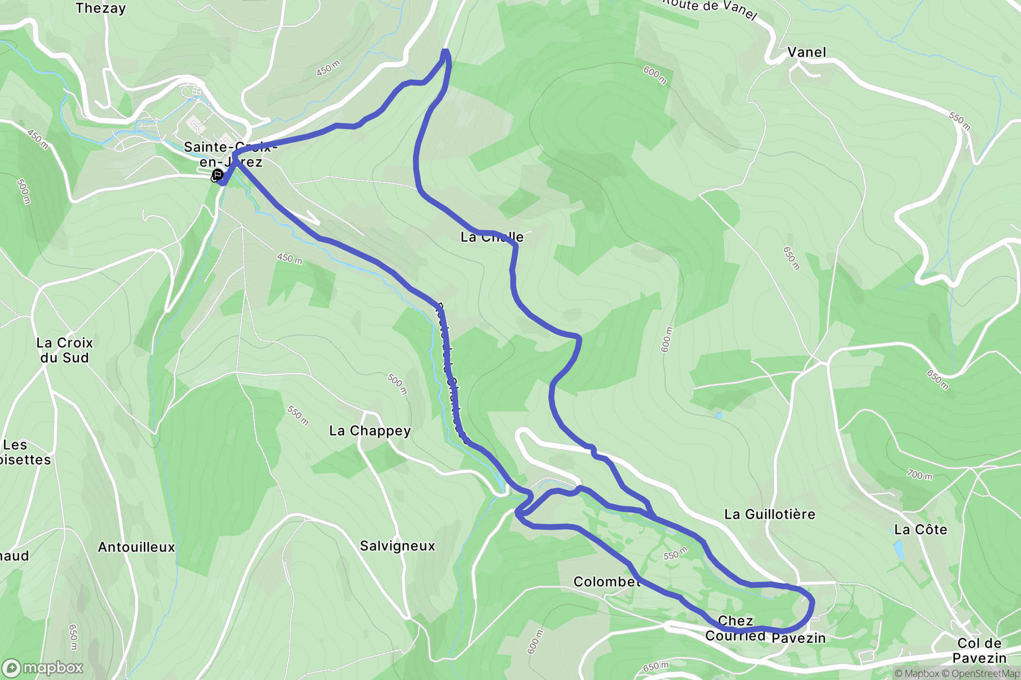 Sainte-Croix-en-Jarez : carte du parcours de randonnée - France