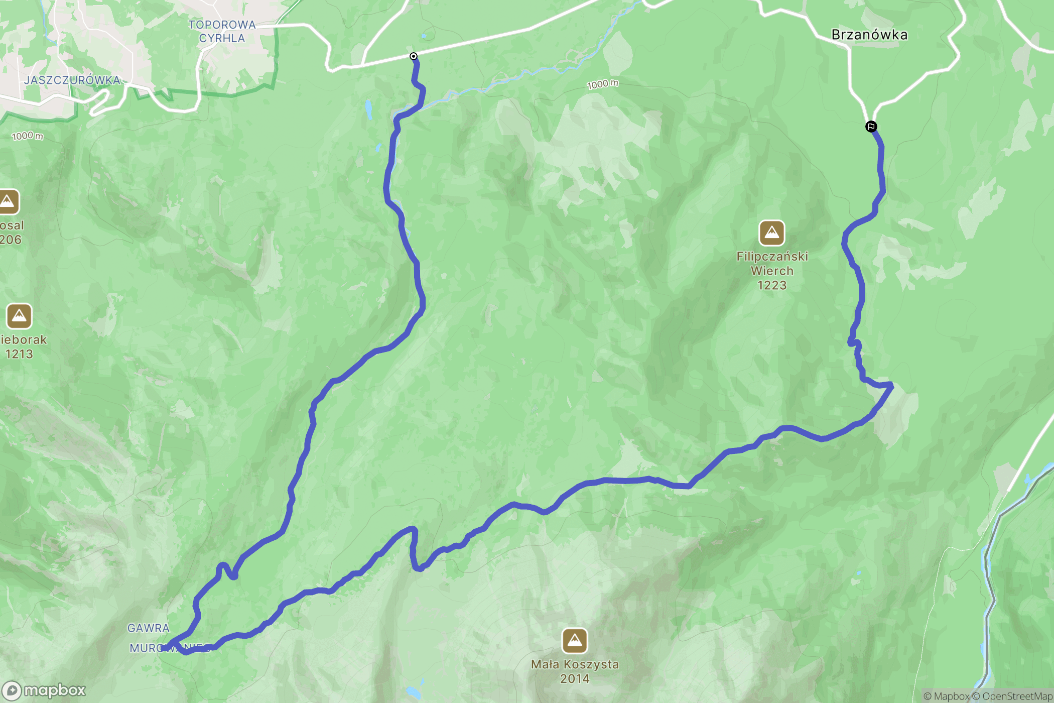 Zakopane: mapa trasy - Poland