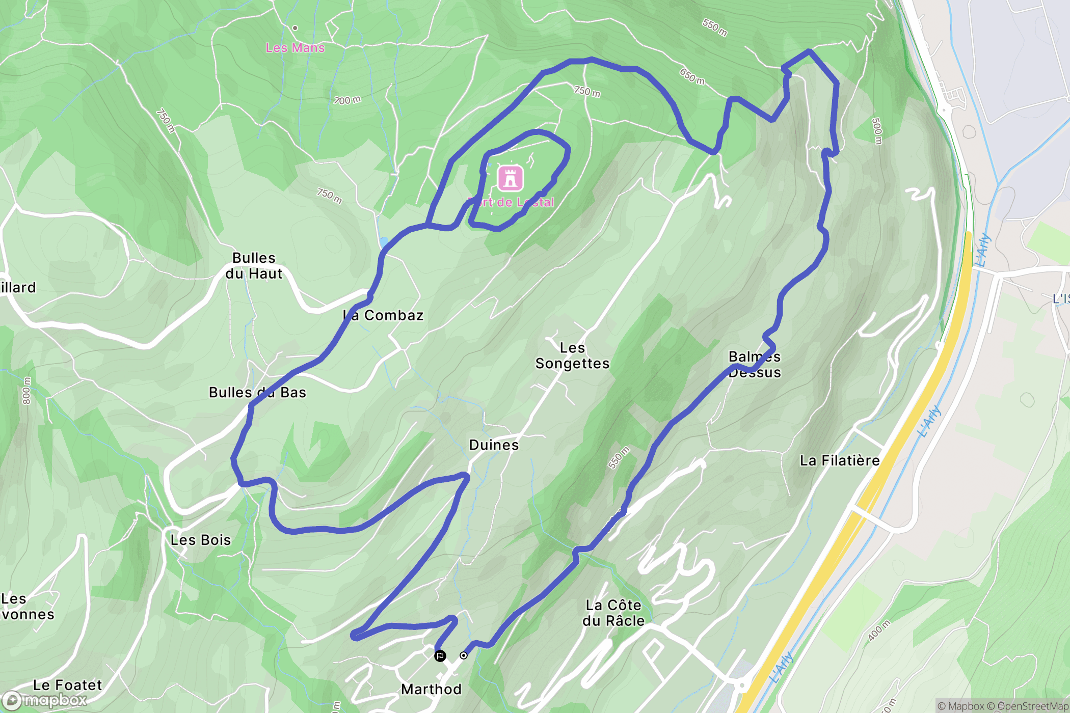 Marthod : carte du parcours de randonnée - France