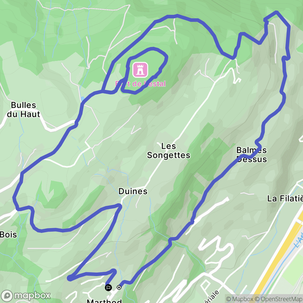 Marthod : carte du parcours de randonnée - France
