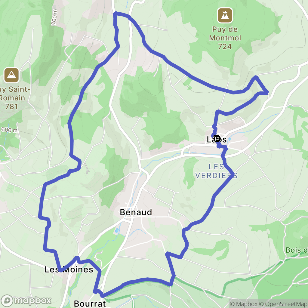 Laps : carte du parcours de randonnée - France