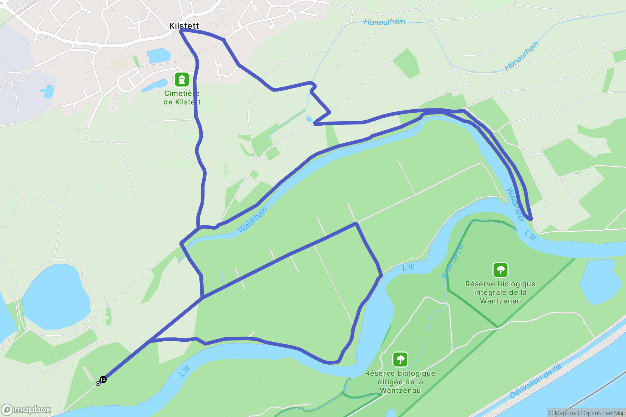 La Wantzenau : carte du parcours de randonnée - France