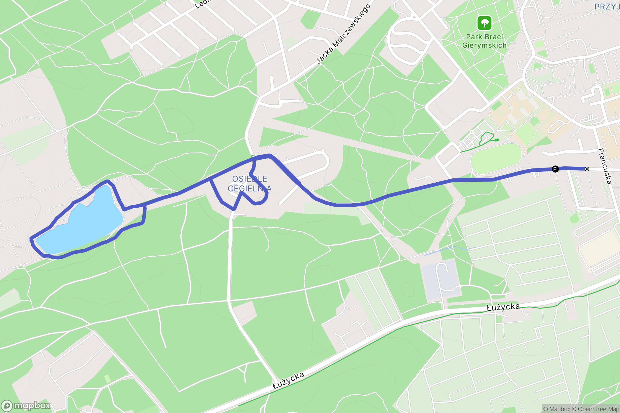 Zielona Góra: mapa trasy - Poland