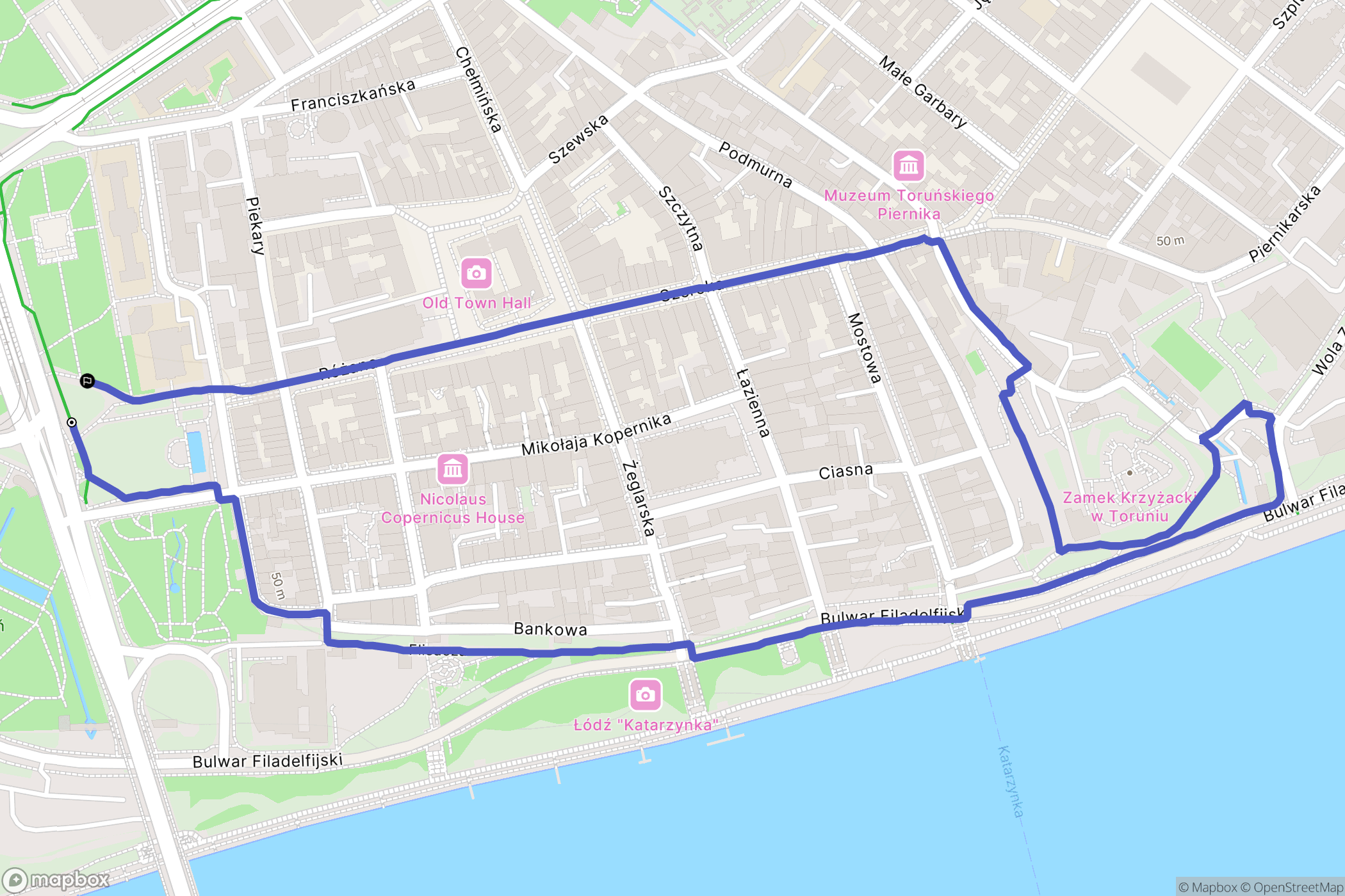 Toruń: mapa trasy - Poland