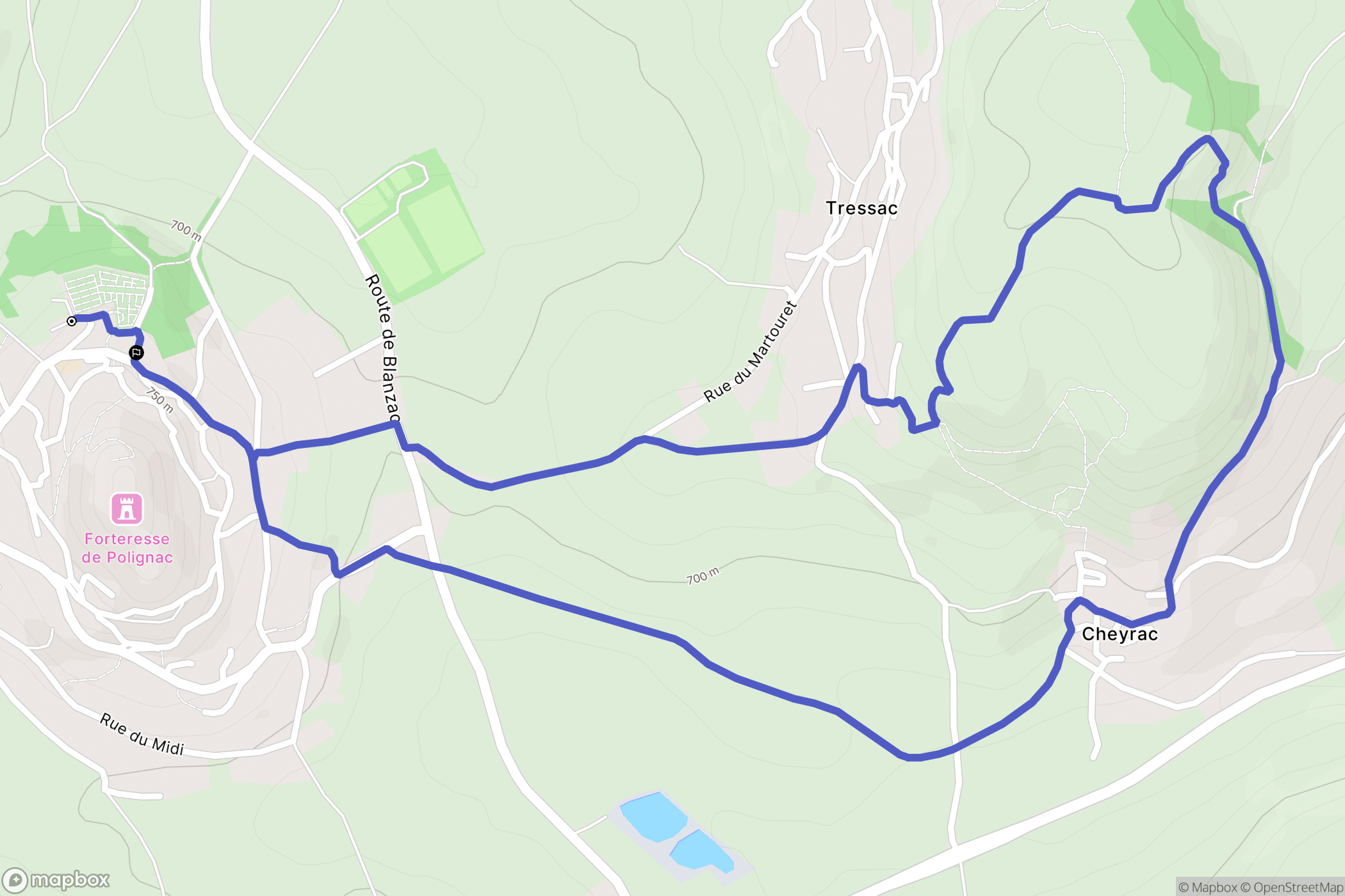 Polignac : carte du parcours de randonnée - France