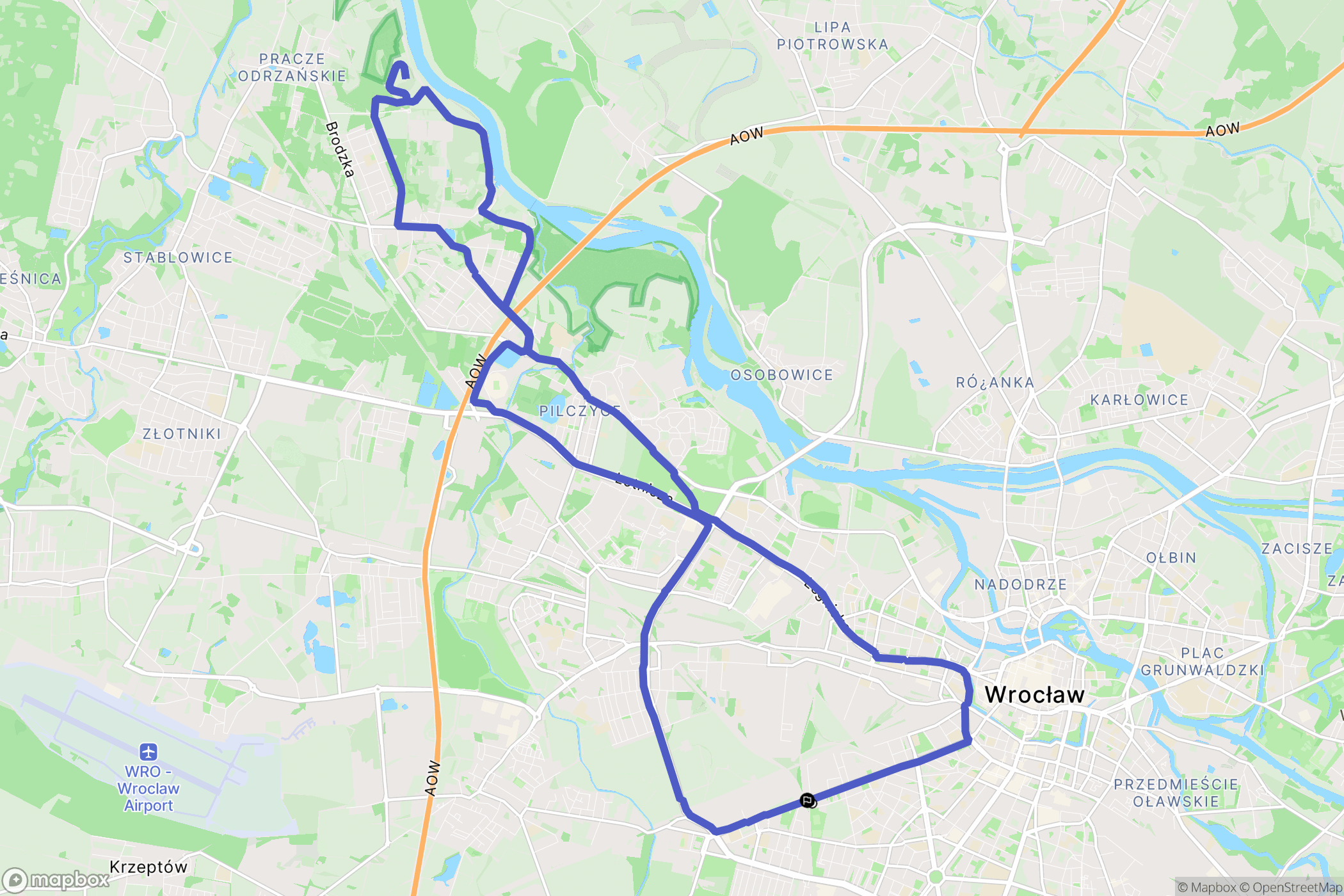 Wrocław: mapa trasy - Poland