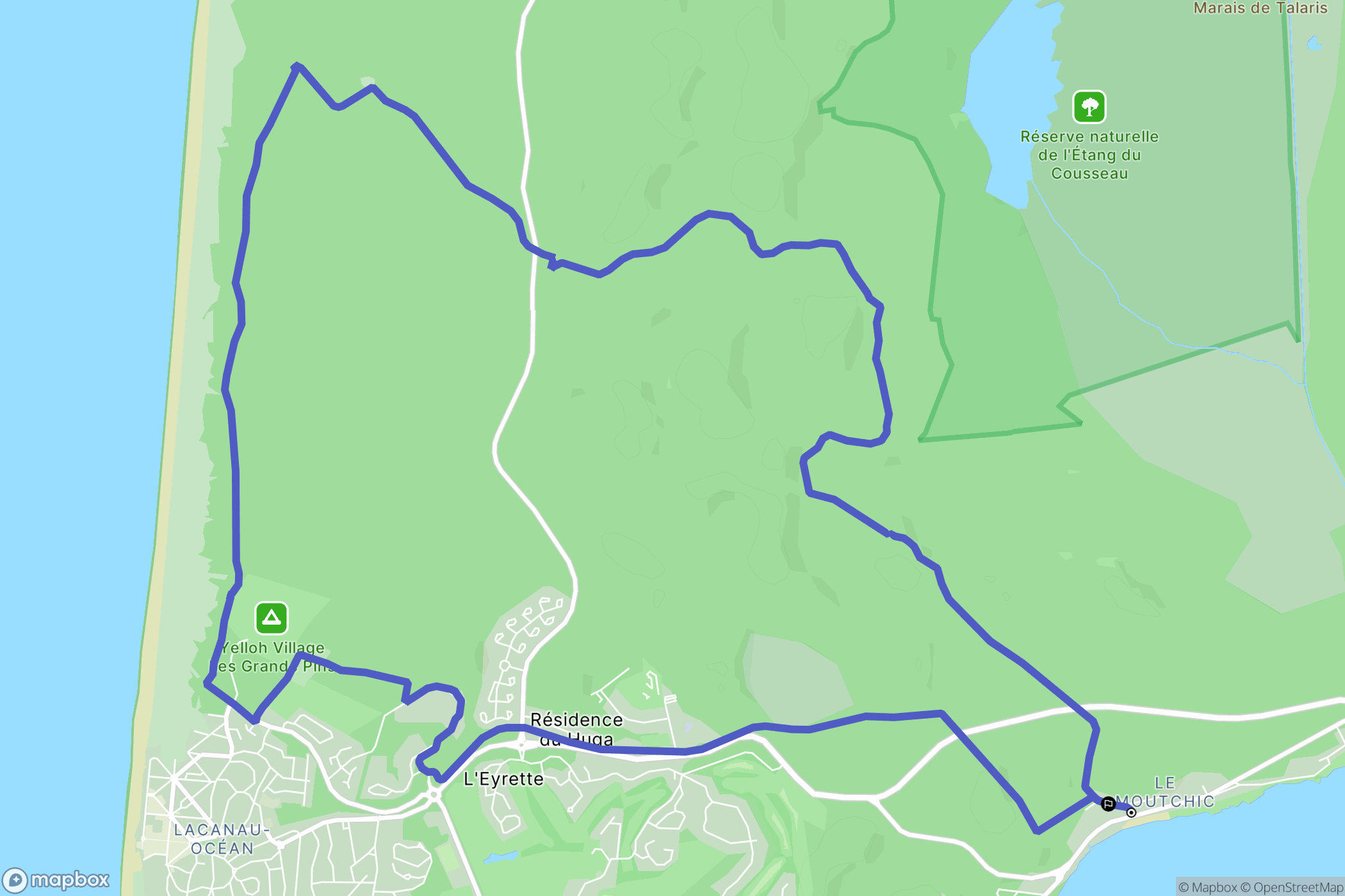 Lacanau : carte du parcours de randonnée - France