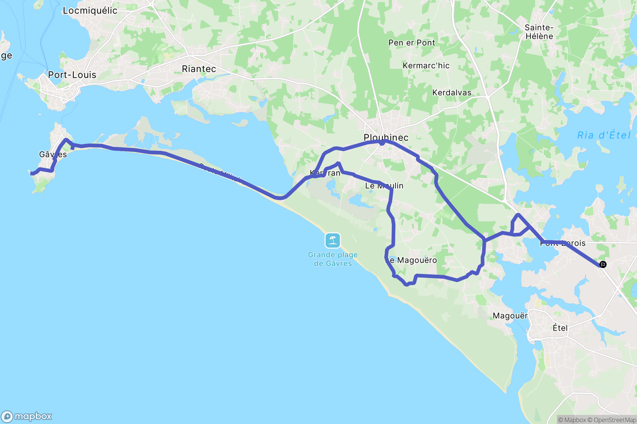 Belz : carte du parcours de randonnée - France